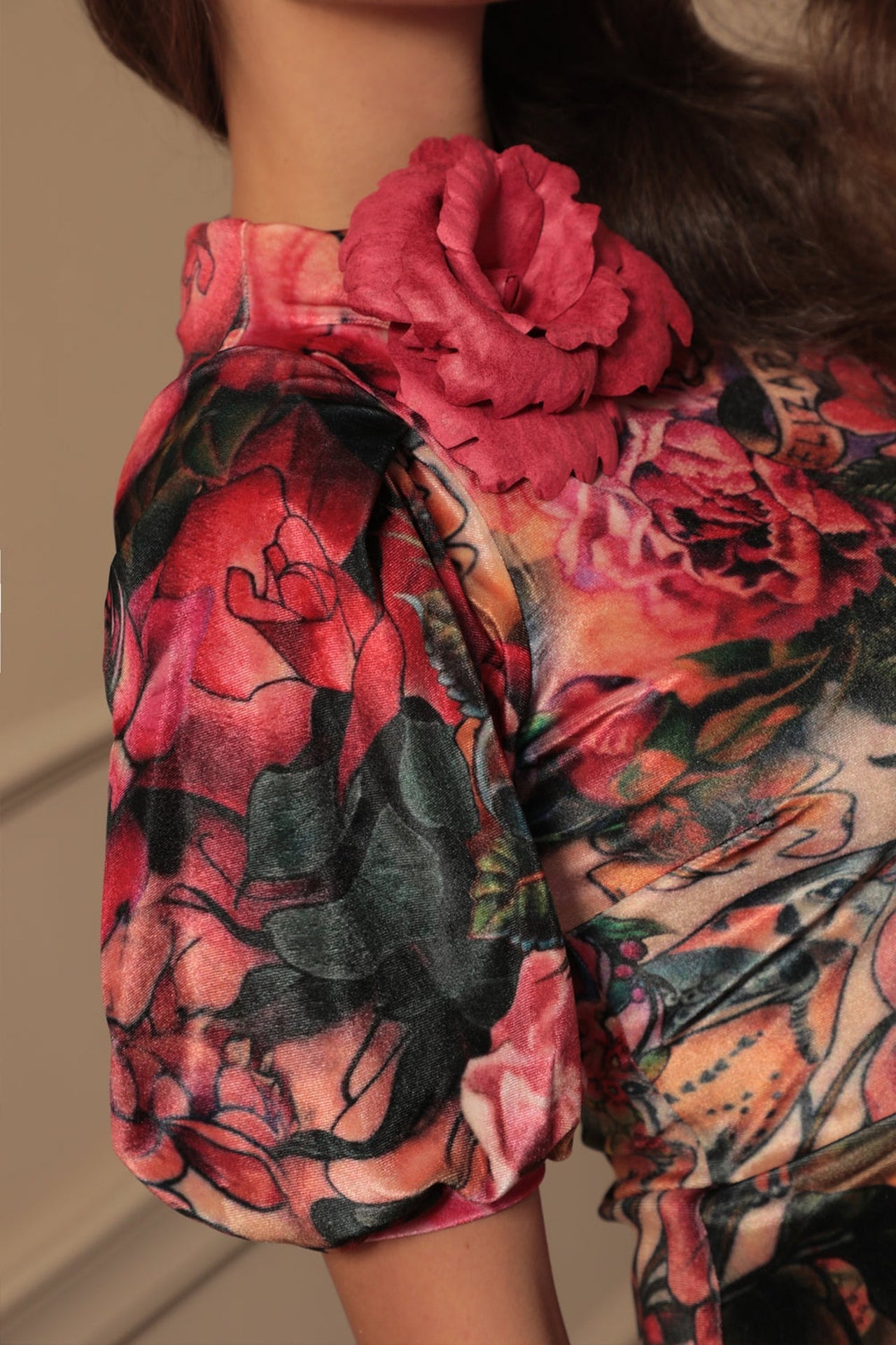 BROCHE MOYENNE ROSE CYCLAMEN ASPECT DAIM