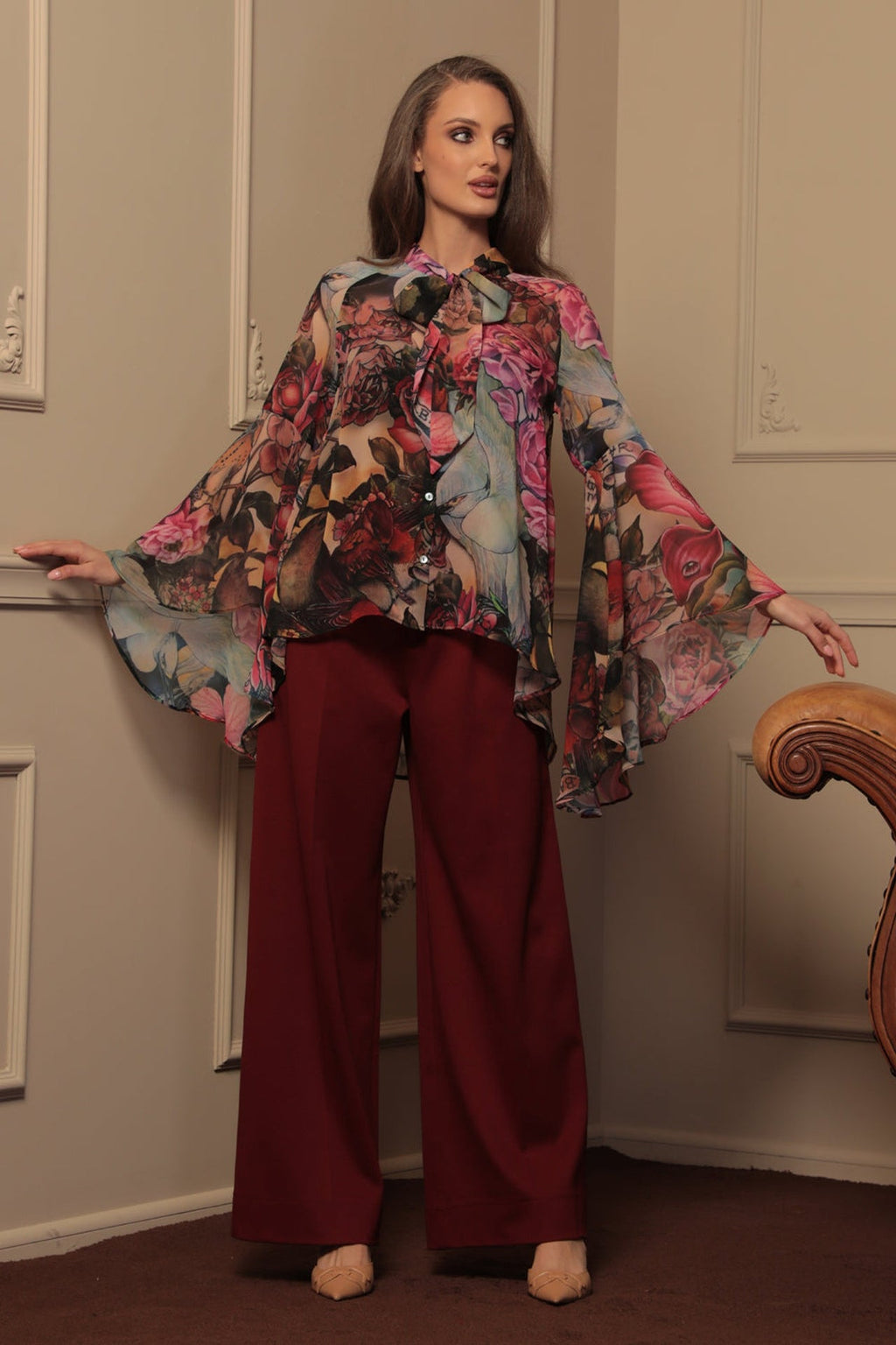 DESIGNER SHIRT WITH FLARED SLEEVES - TATTOO STAR JIORO ДИЗАЙНЕРСКА РИЗА С КЛОШ РЪКАВИ - TATTOO STAR JIORO