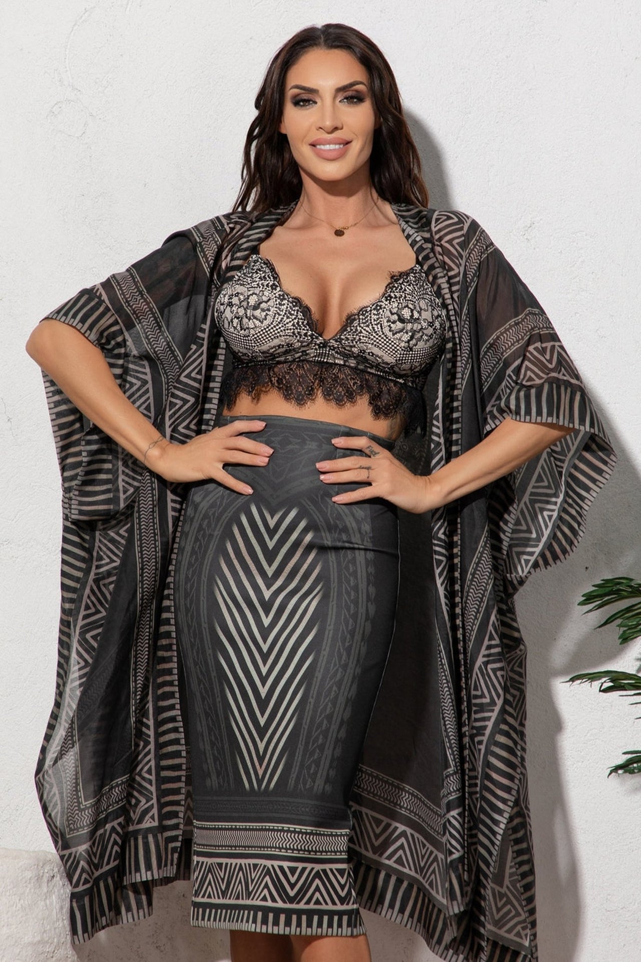 SILK COTTON KIMONO DRESS - TRIBAL