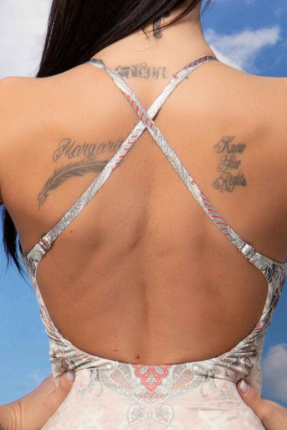ONE-PIECE DEEP V-NECK SWIMSUIT – PAISLEY BEIGE - Fashion Roots