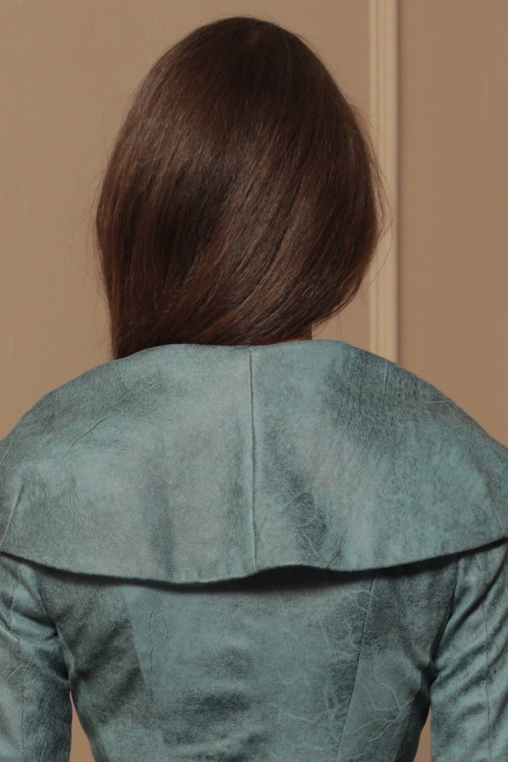 BLAZER ASPECT DAIM À FERMETURE ASYMÉTRIQUE BLEU - ESSENTIALS