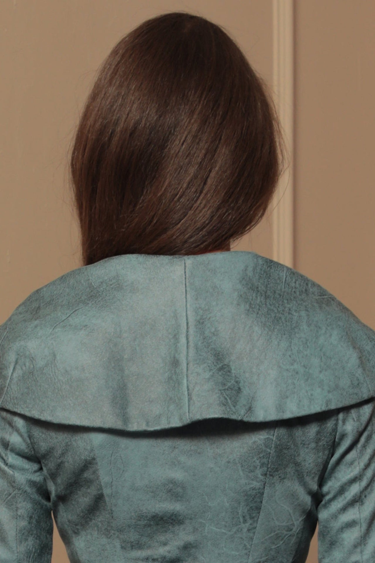 BLAZER ASPECT DAIM À FERMETURE ASYMÉTRIQUE BLEU - ESSENTIALS