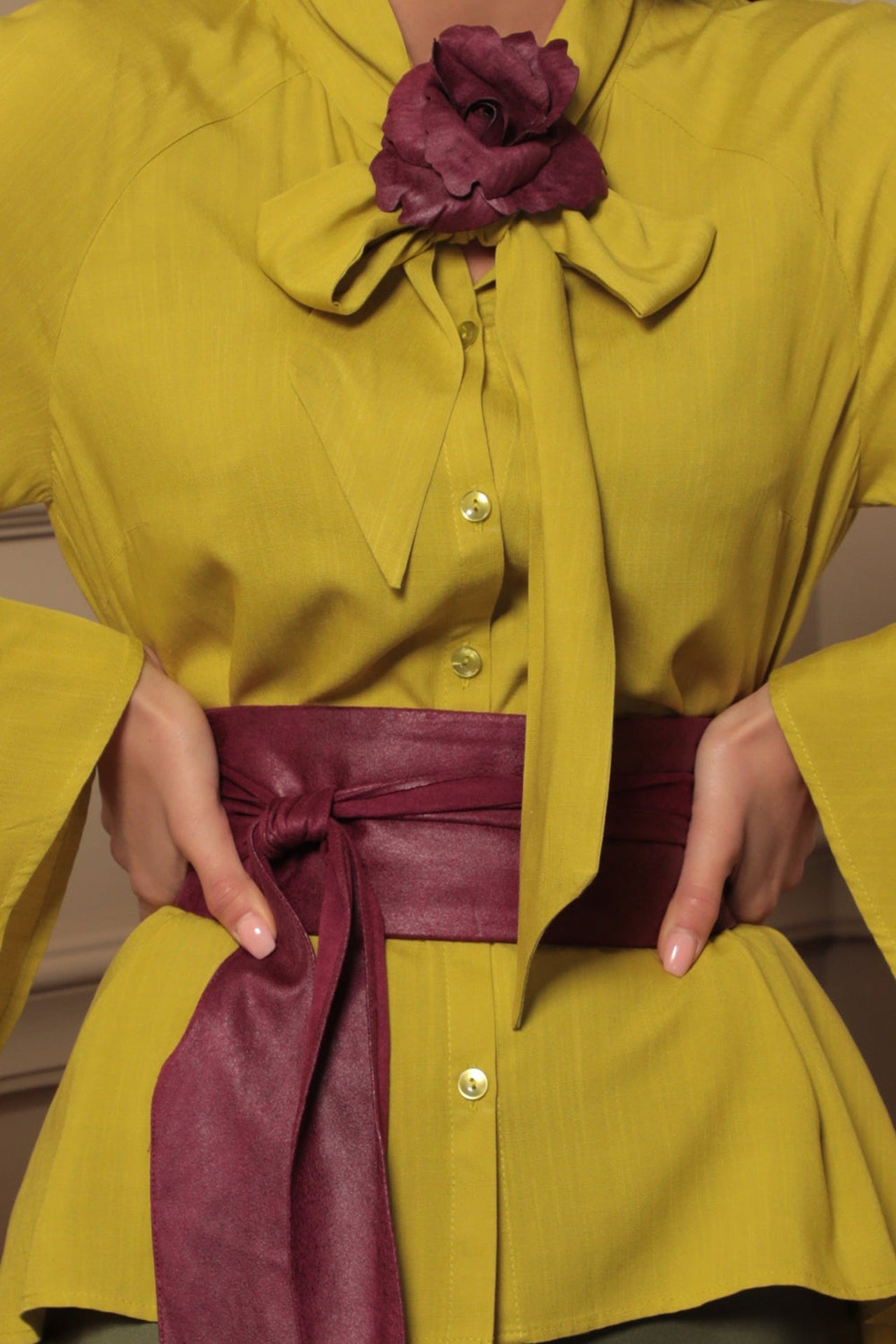 WRAP-STYLE BELT - SUEDE-LIKE IN BURGUNDY - ESSENTIALS JIORO КОЛАН ОТ ВЕЛУР В БОРДО - ESSENTIALS JIORO