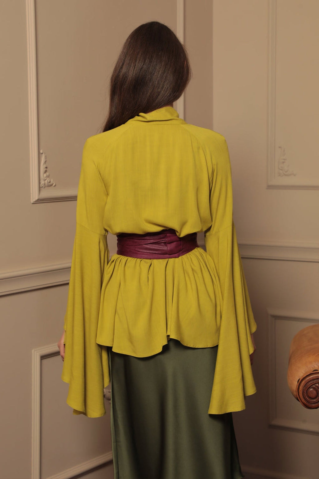 WRAP-STYLE BELT - SUEDE-LIKE IN BURGUNDY - ESSENTIALS JIORO КОЛАН ОТ ВЕЛУР В БОРДО - ESSENTIALS JIORO