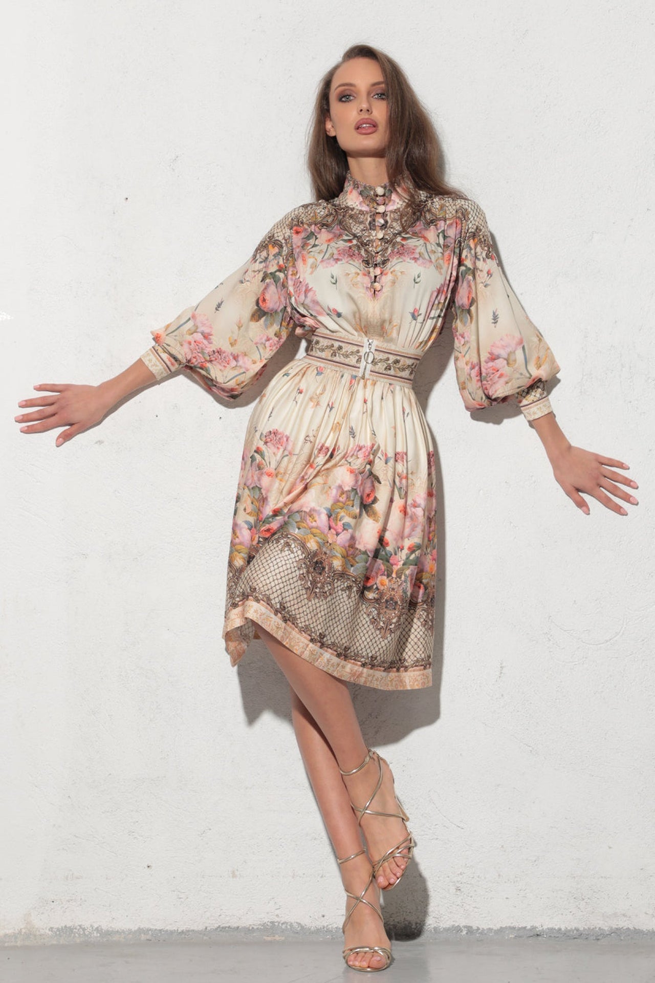 BOHO LONG-SLEEVE VISCOSE DRESS - BAROQUE FLOWERS JIORO РОКЛЯ С ДЪЛЪГ РЪКАВ ОТ ВИСКОЗА - BAROQUE FLOWERS JIORO