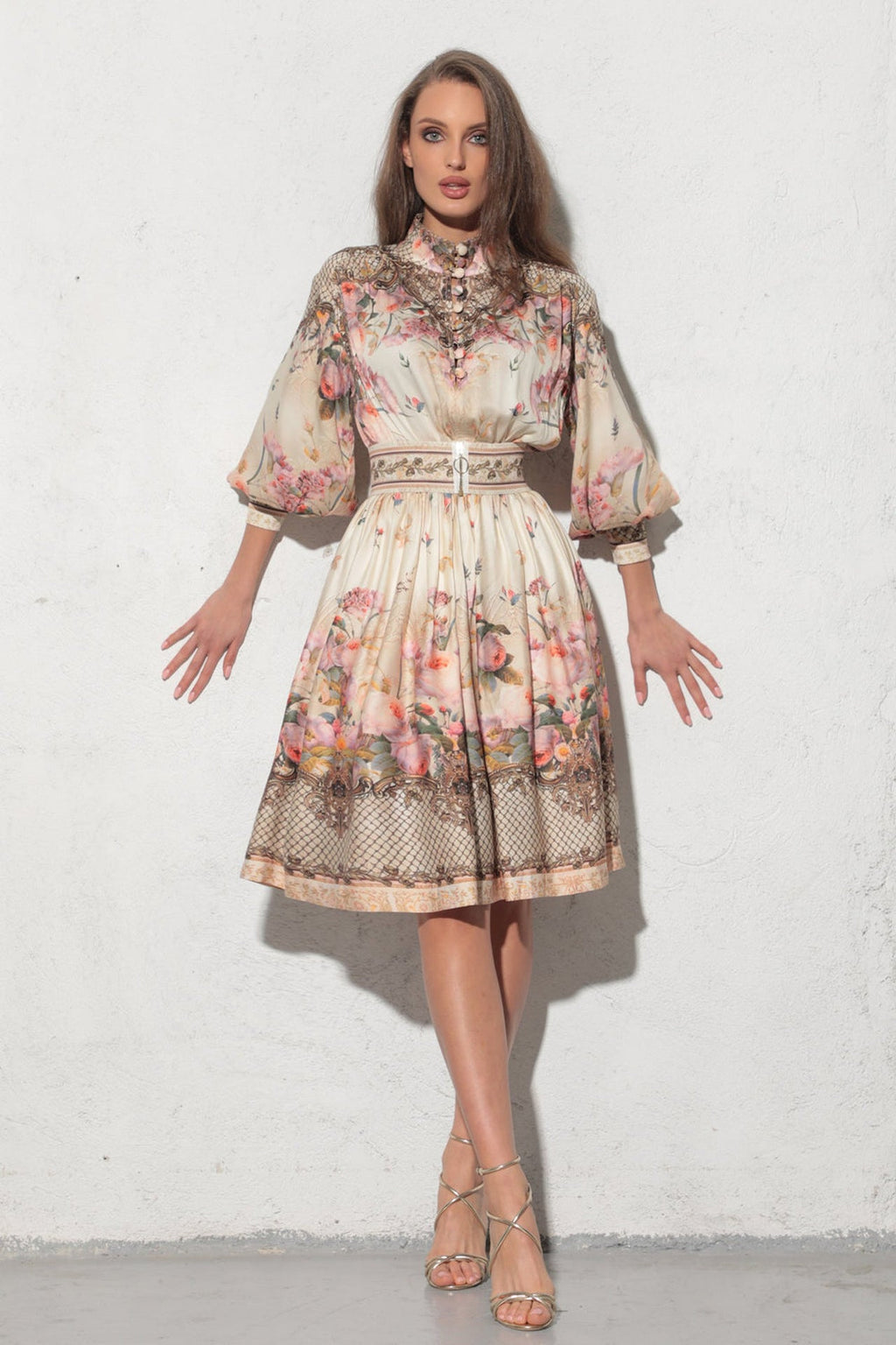 BOHO LONG-SLEEVE VISCOSE DRESS - BAROQUE FLOWERS JIORO РОКЛЯ С ДЪЛЪГ РЪКАВ ОТ ВИСКОЗА - BAROQUE FLOWERS JIORO