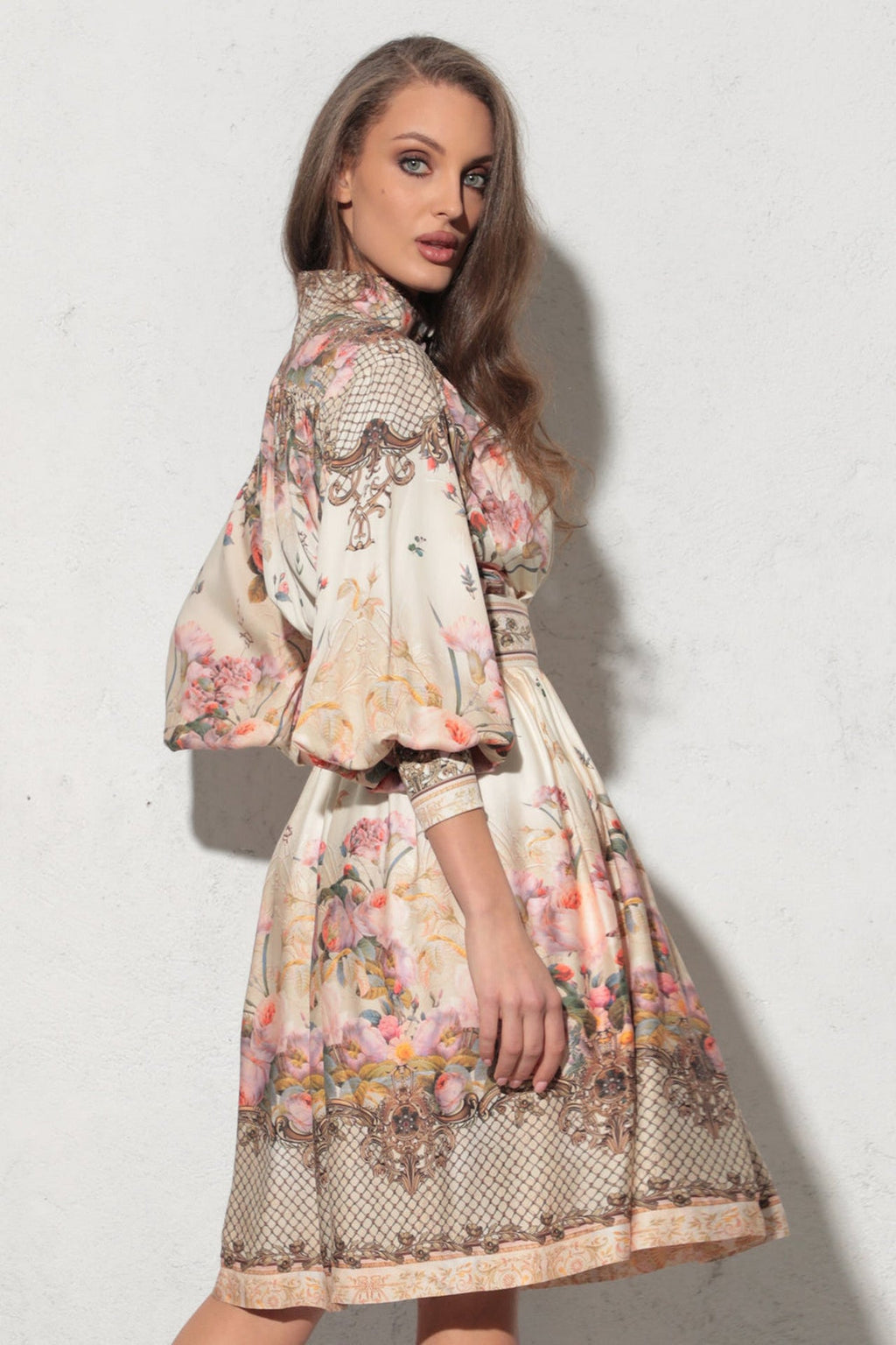 BOHO LONG-SLEEVE VISCOSE DRESS - BAROQUE FLOWERS JIORO РОКЛЯ С ДЪЛЪГ РЪКАВ ОТ ВИСКОЗА - BAROQUE FLOWERS JIORO
