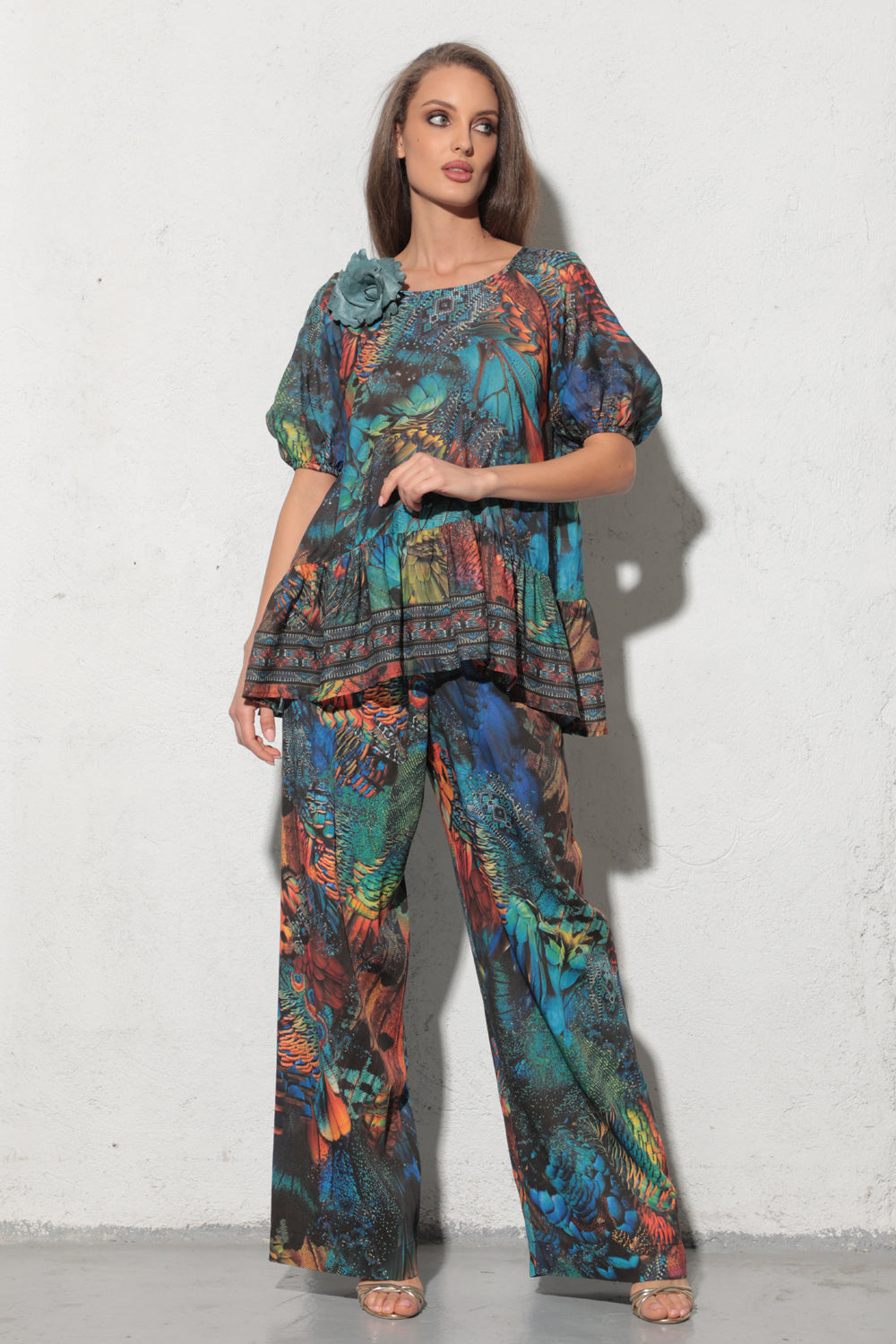 LOOSE VISCOSE AND SILK SHIRT - AMAZONIA