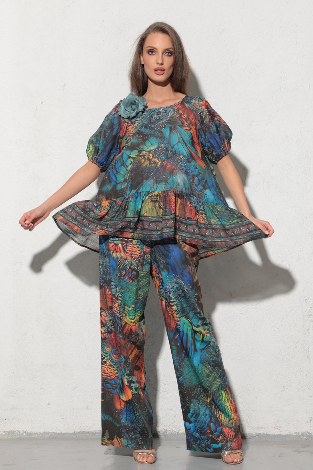 LOOSE VISCOSE AND SILK SHIRT - AMAZONIA JIORO СВОБОДНА РИЗА ОТ ВИСКОЗА С КОПРИНА - AMAZONIA JIORO