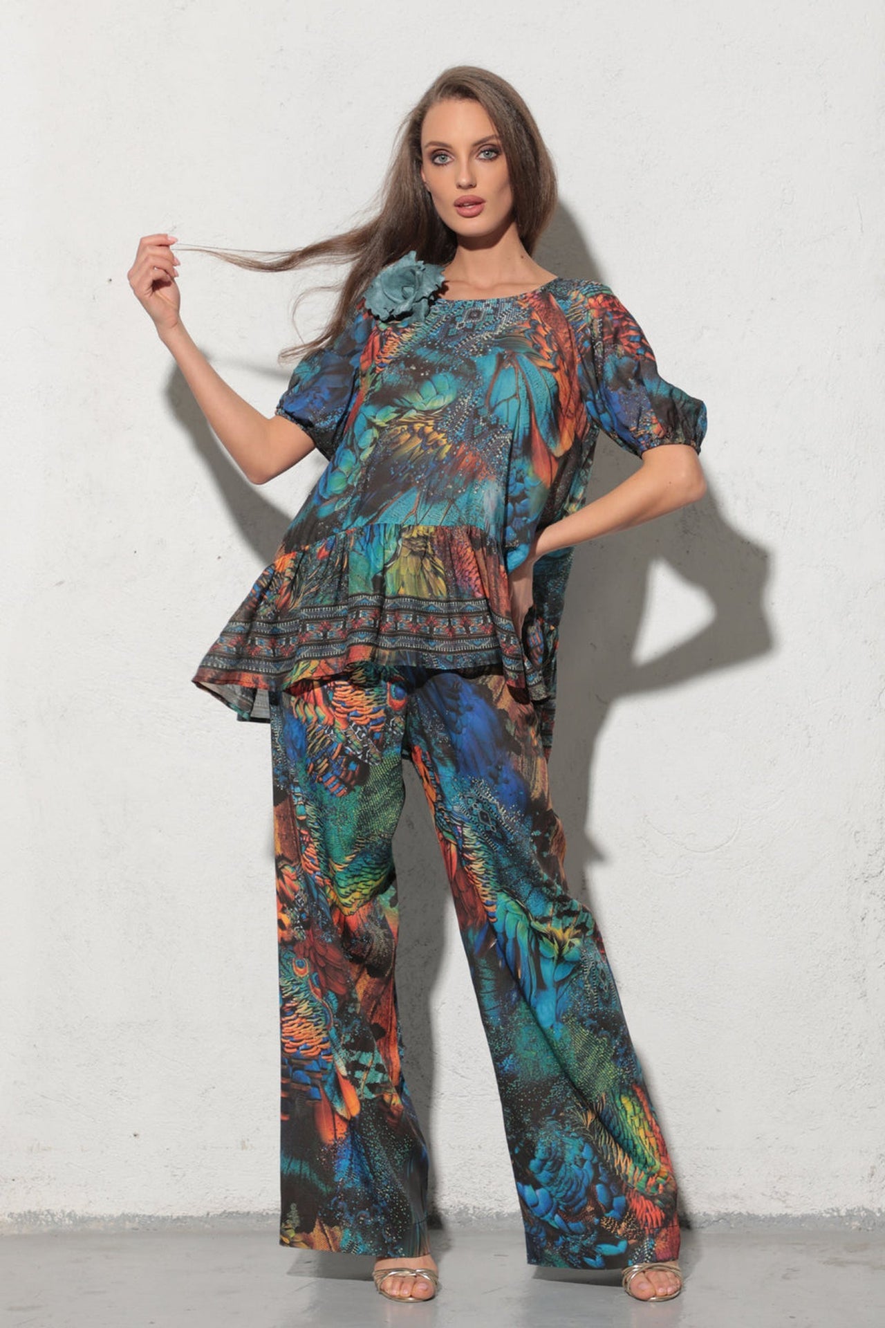 LOOSE VISCOSE AND SILK SHIRT - AMAZONIA JIORO СВОБОДНА РИЗА ОТ ВИСКОЗА С КОПРИНА - AMAZONIA JIORO