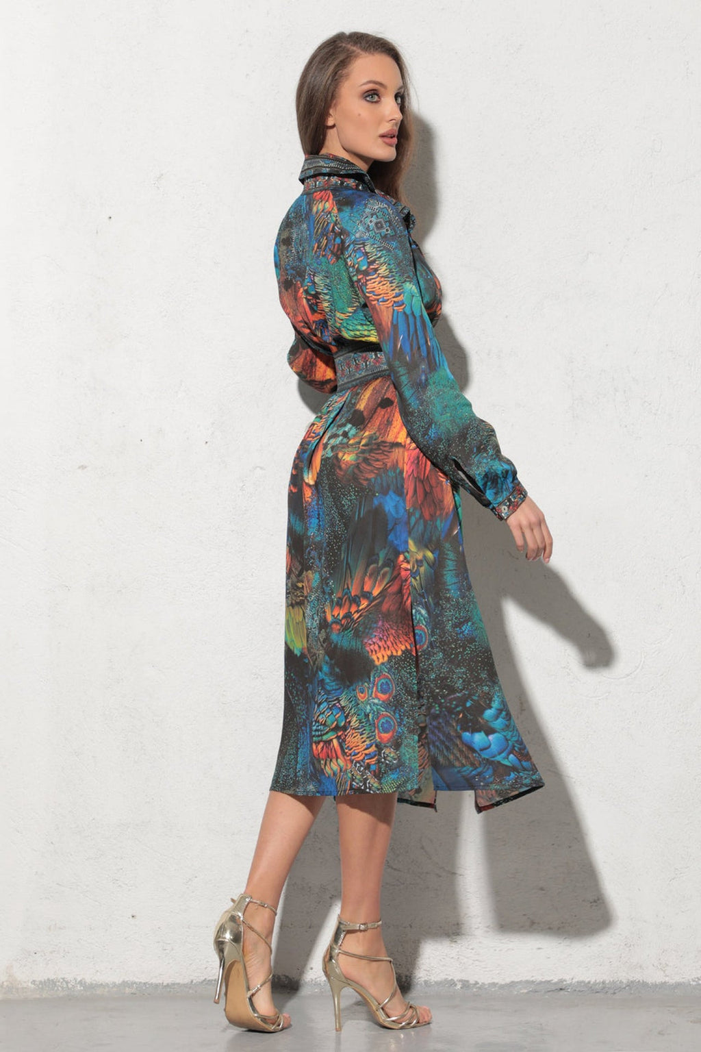 VISCOSE SHIRT DRESS WITH DETACHABLE BELT - AMAZONIA - Fashion Roots