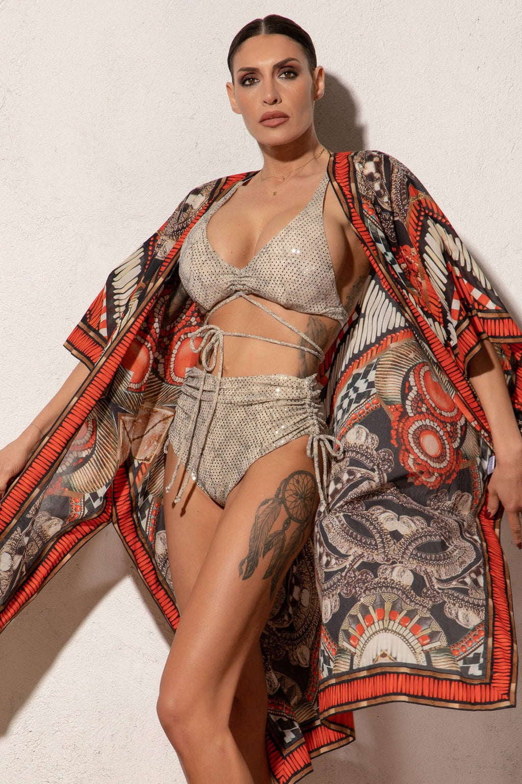 Haut triangulaire beige à paillettes - Essentials