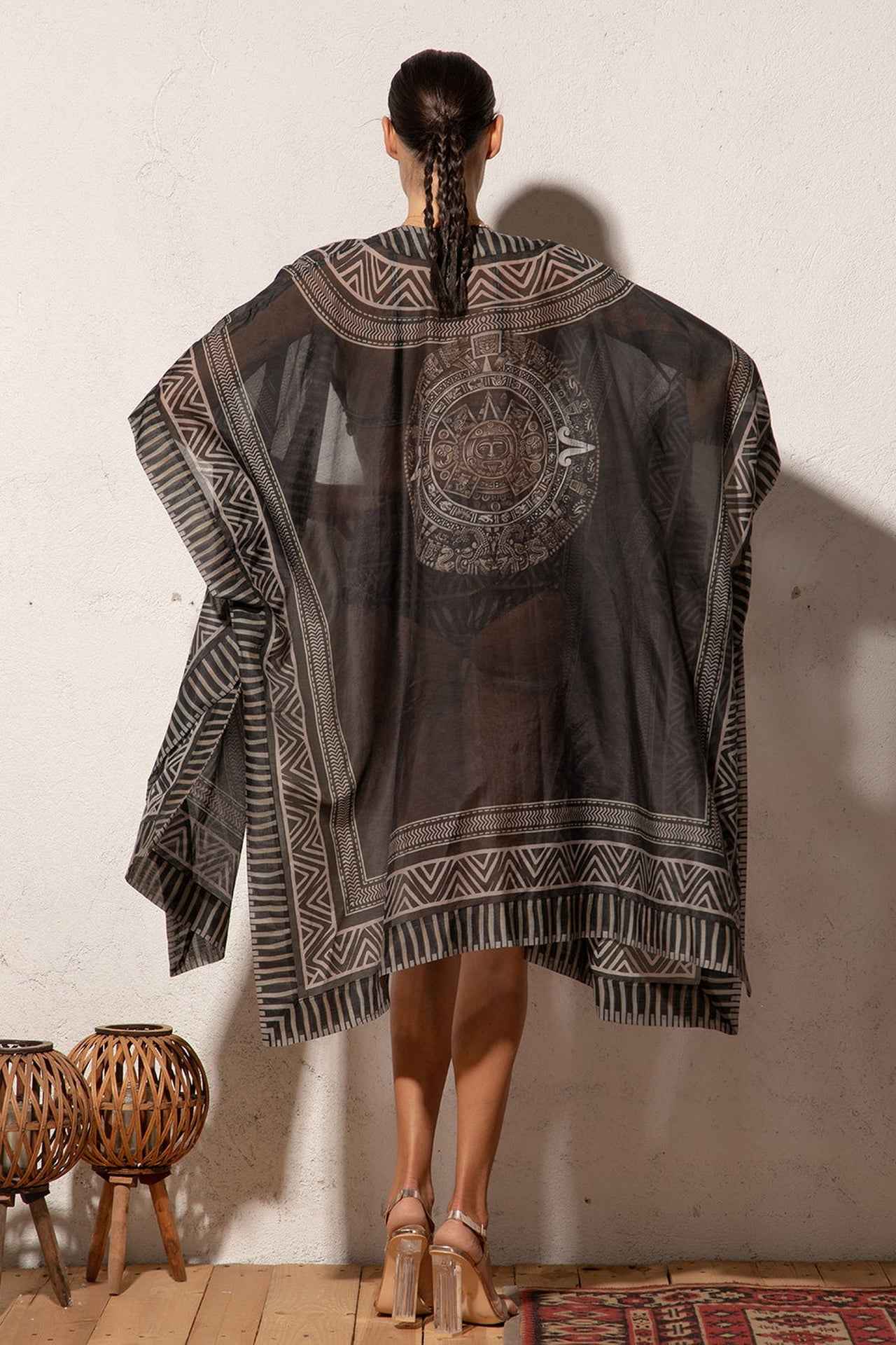 SILK COTTON KIMONO DRESS - TRIBAL
