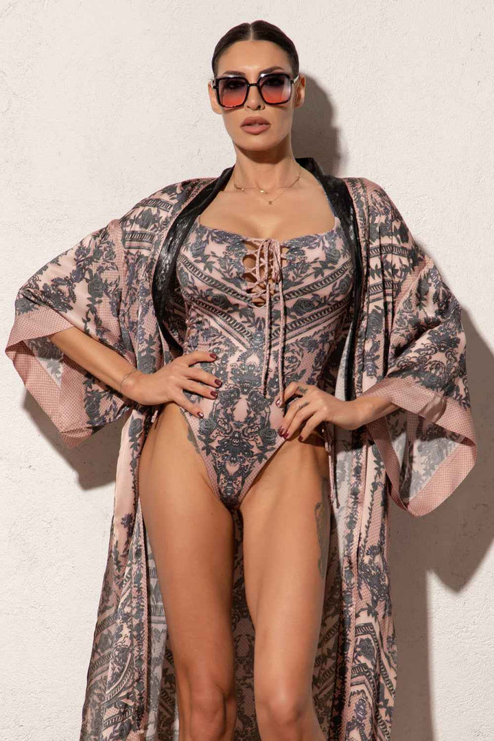 ONE-PIECE SWIMSUIT WITH PADS - GRAFFITI POWDER - Fashion Roots