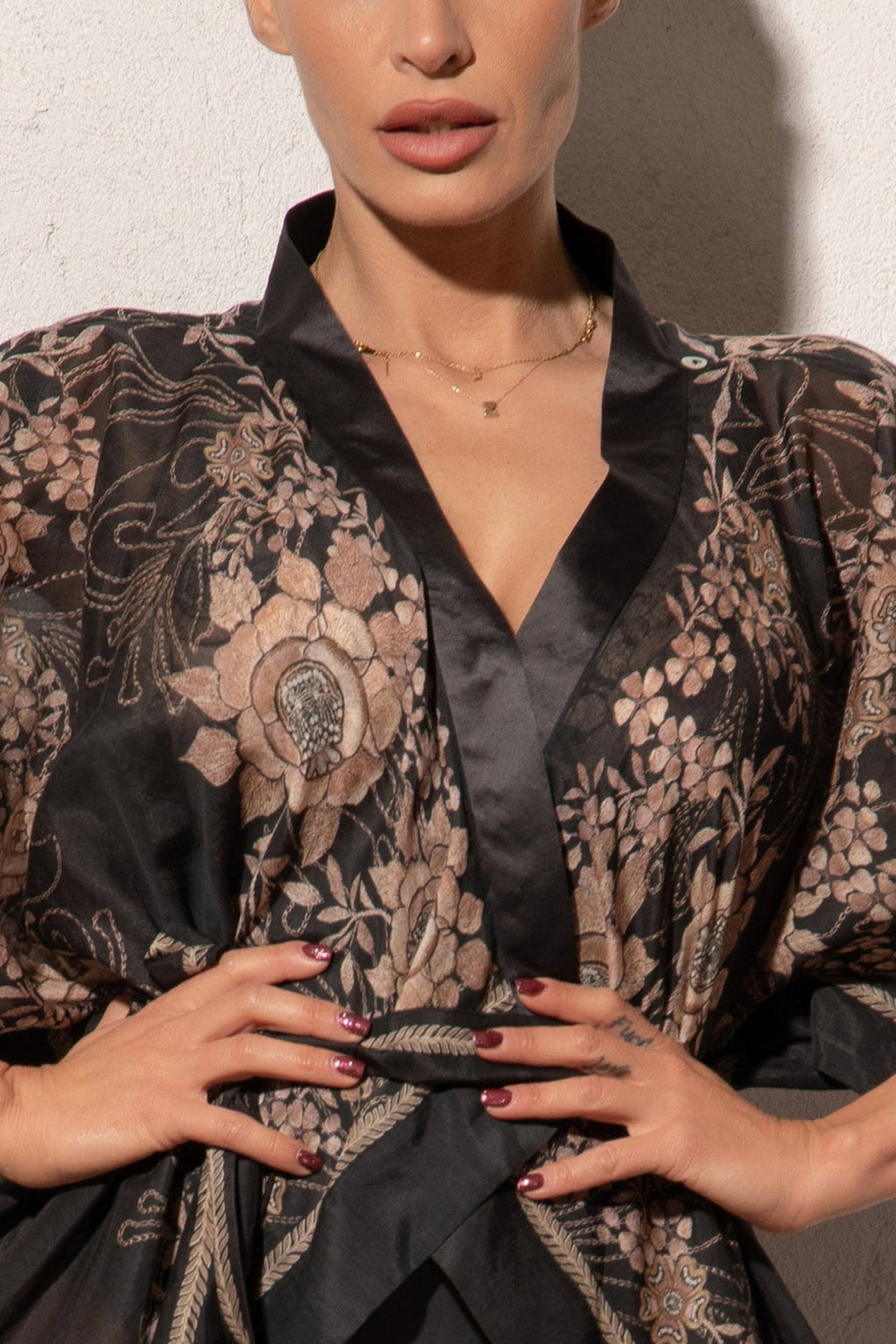 SILK COTTON KIMONO - GOLDEN ROSES