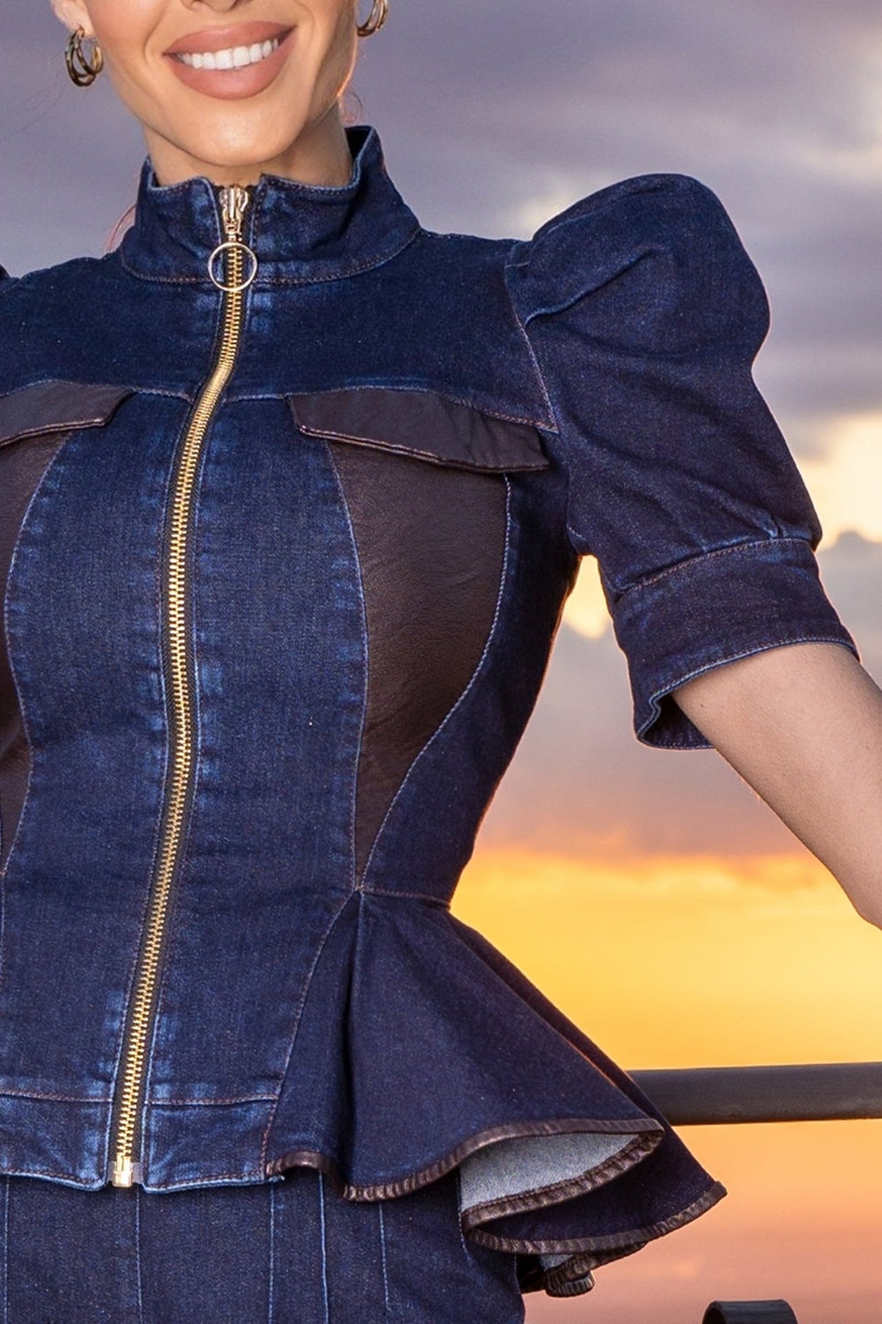 BLAZER EN JEAN À MANCHES TAMPON - ESSENTIALS