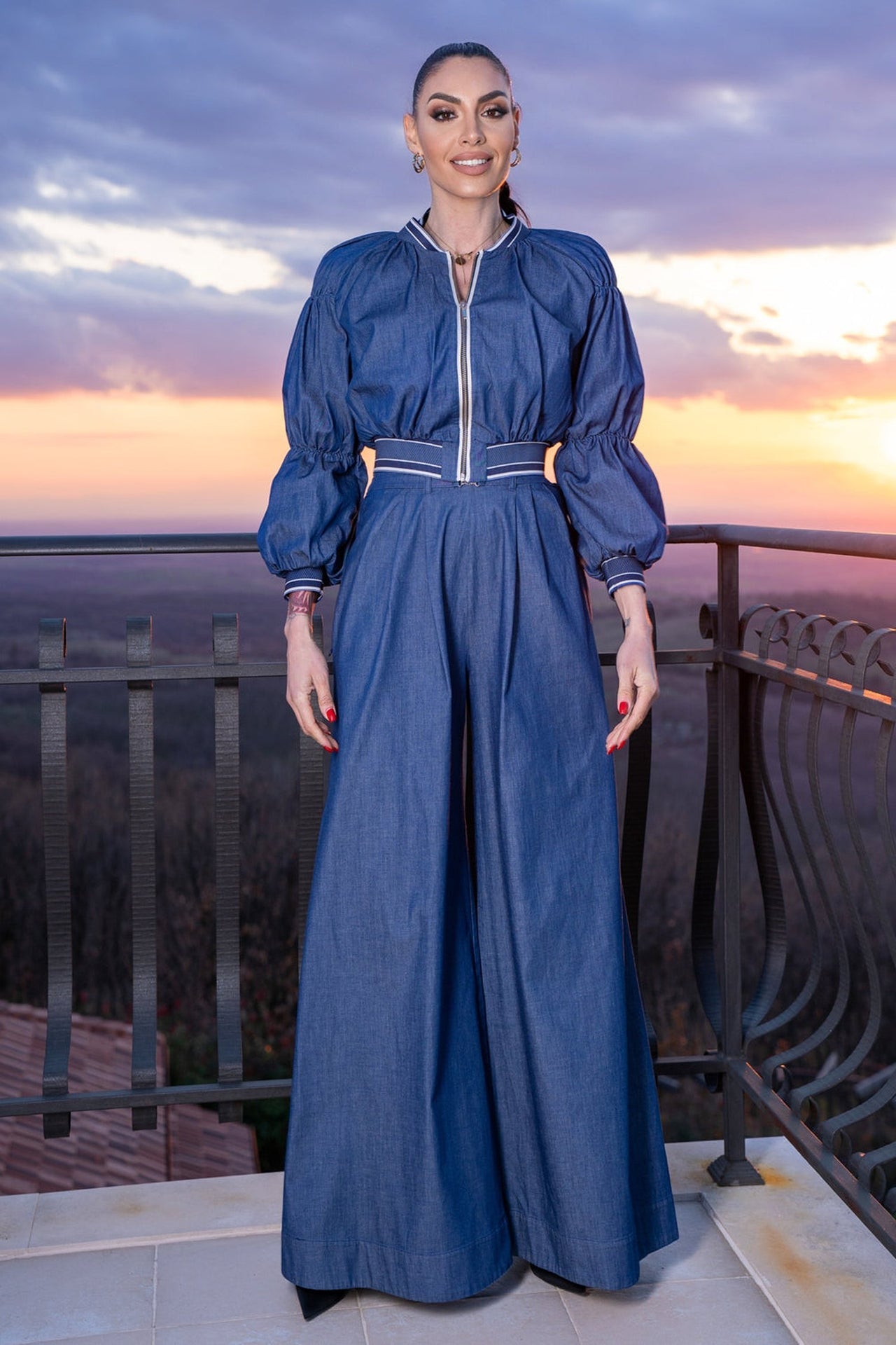 DENIM BOMBER JACKET - ESSENTIALS - Fashion Roots