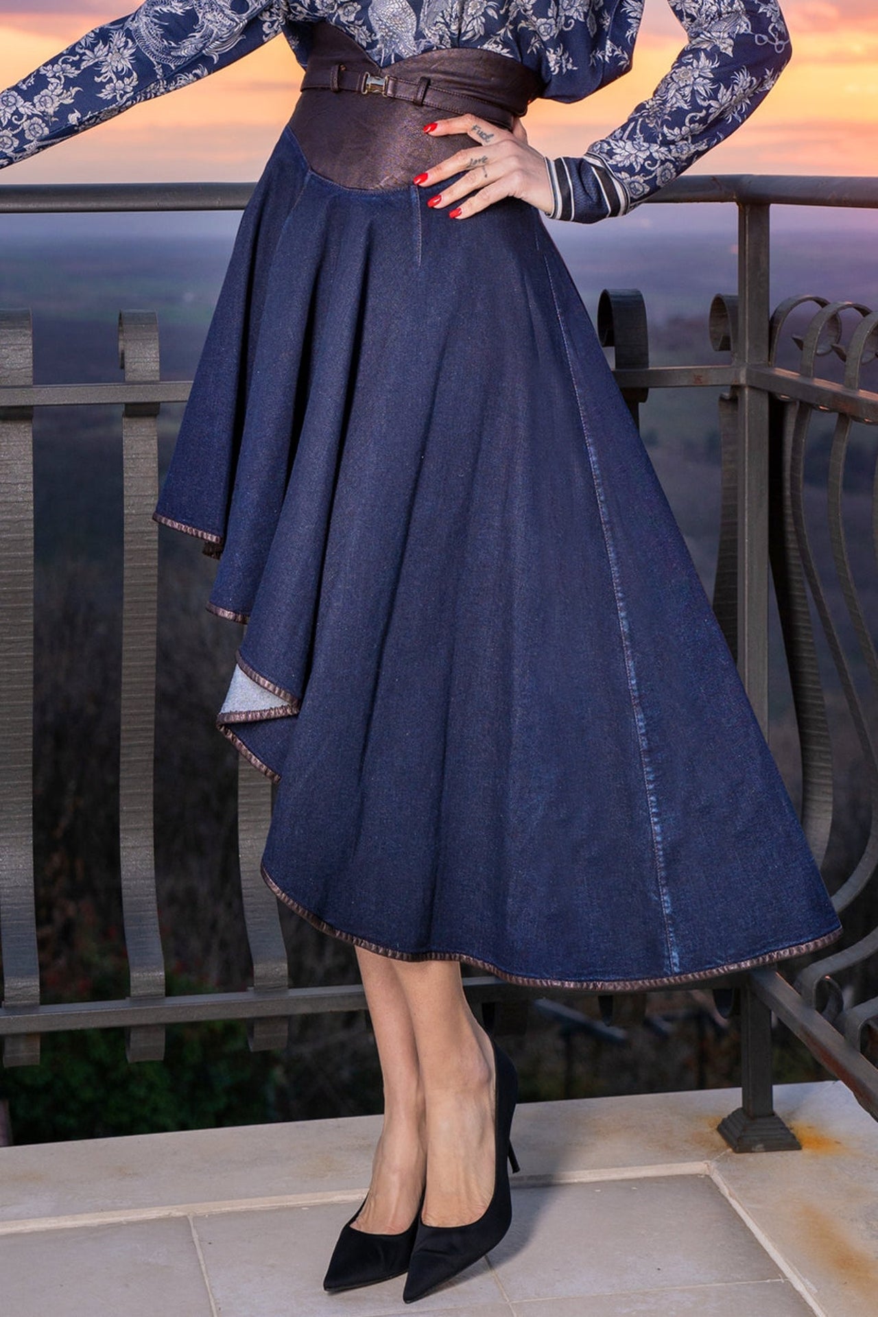 ASYMMETRIC DENIM SKIRT - ESSENTIALS
