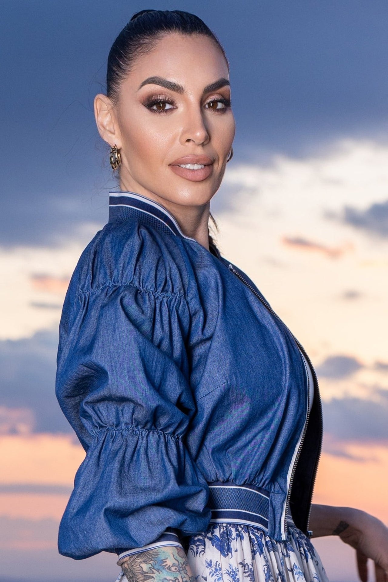 DENIM BOMBER JACKET - ESSENTIALS - Fashion Roots