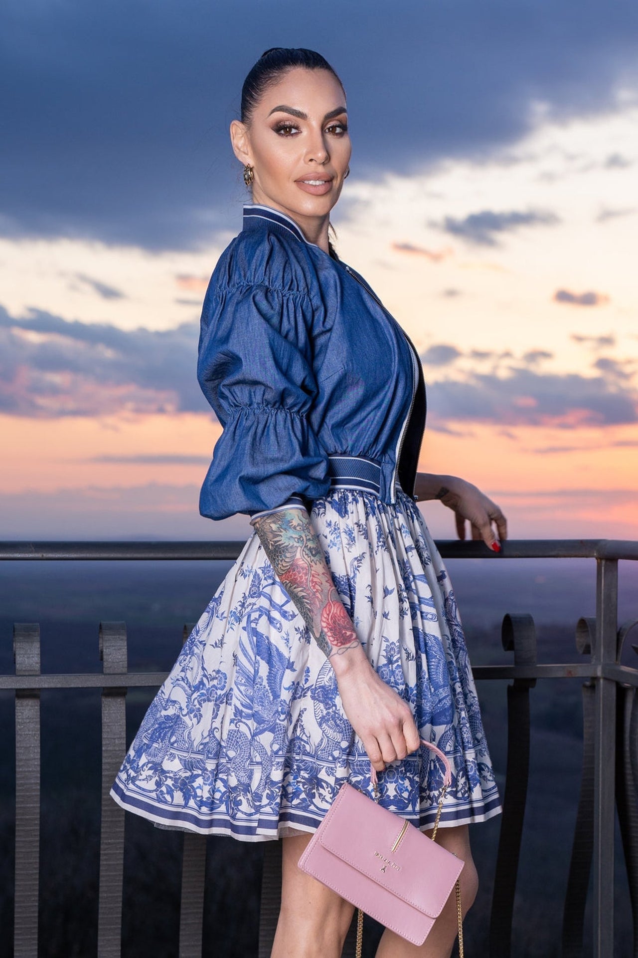 DENIM BOMBER JACKET - ESSENTIALS - Fashion Roots