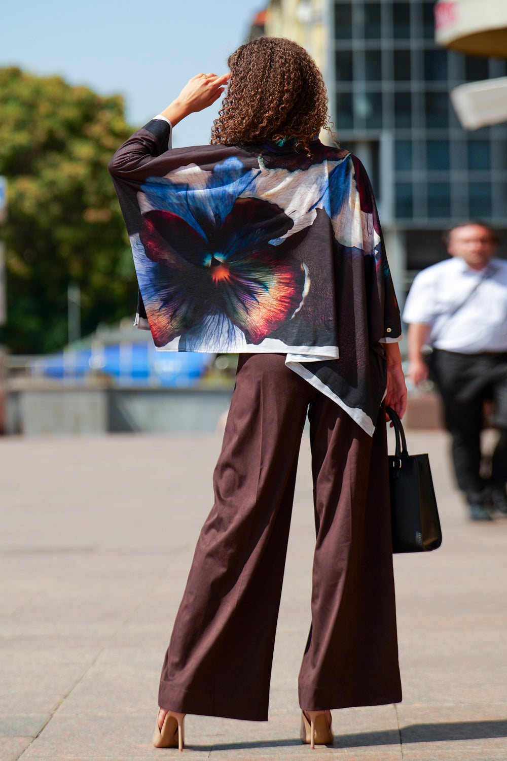 TUNIQUE CARRÉE À COL À VOLANTS - VIOLET