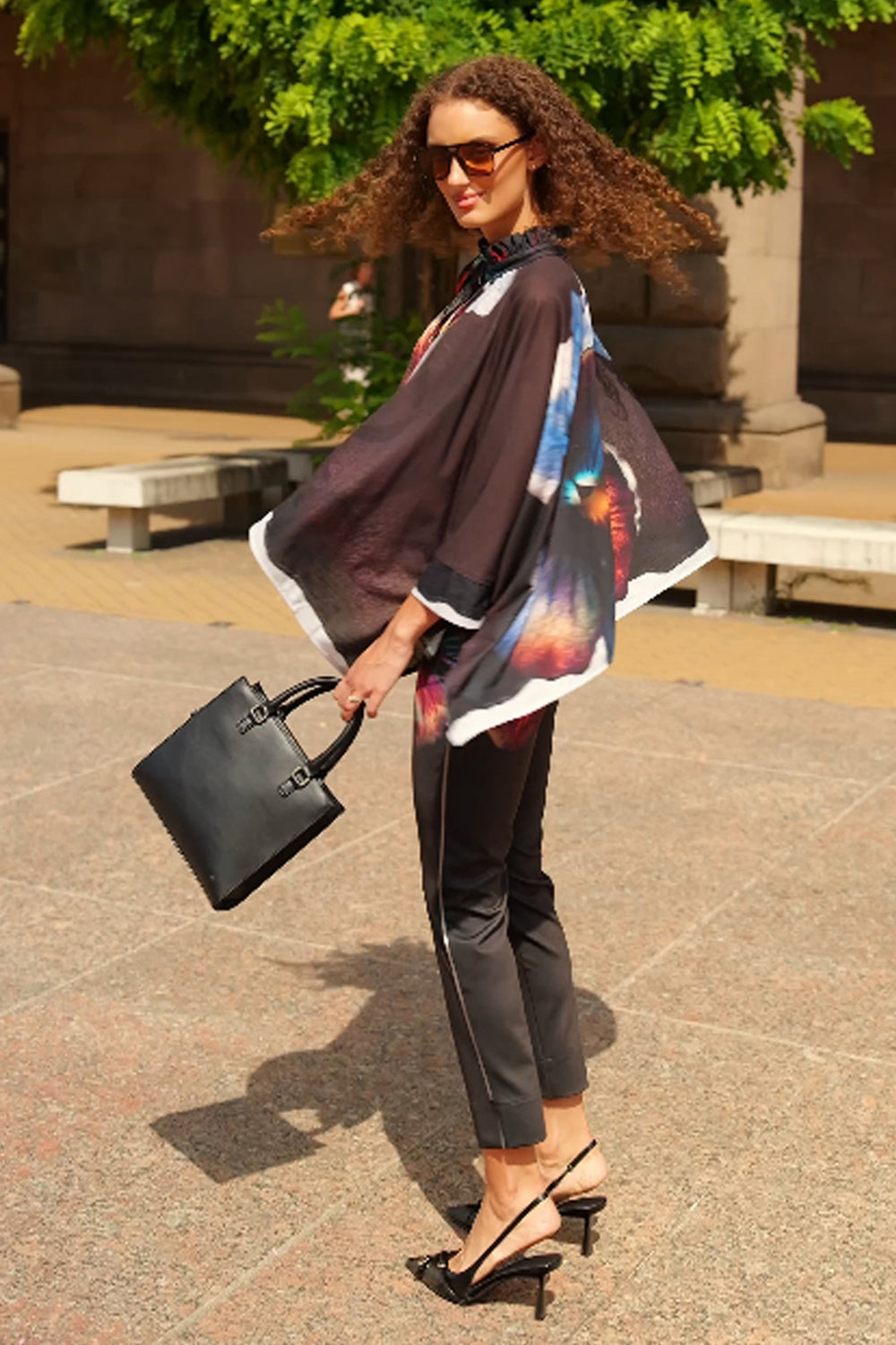 TUNIQUE CARRÉE À COL À VOLANTS - VIOLET