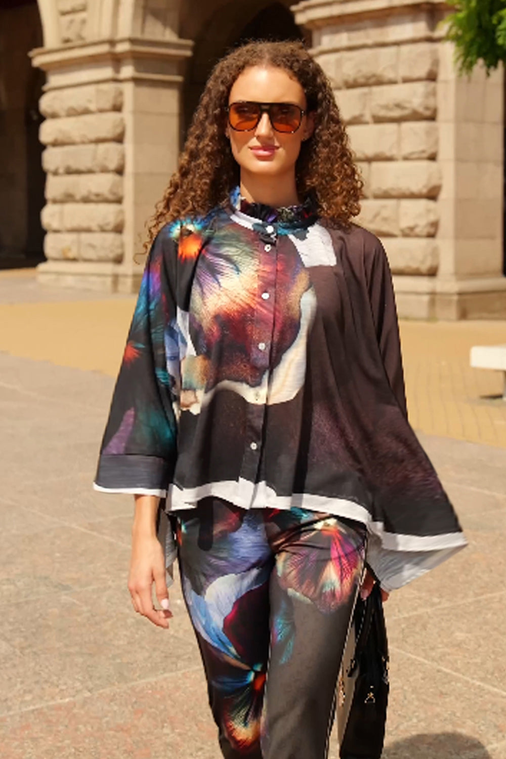 TUNIQUE CARRÉE À COL À VOLANTS - VIOLET