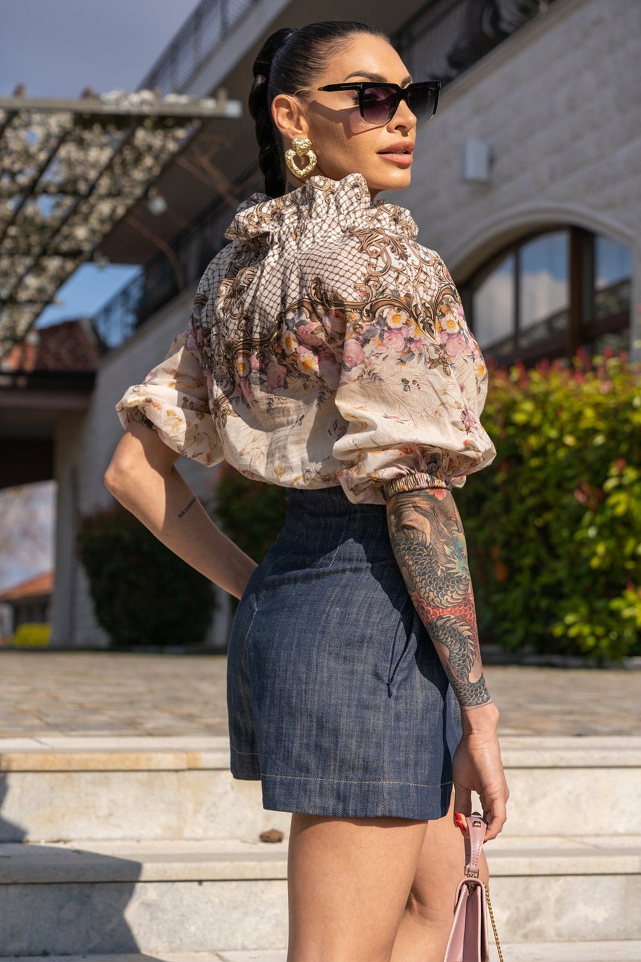 DENIM BERMUDA WITH HIGH WAIST - ESSENTIALS