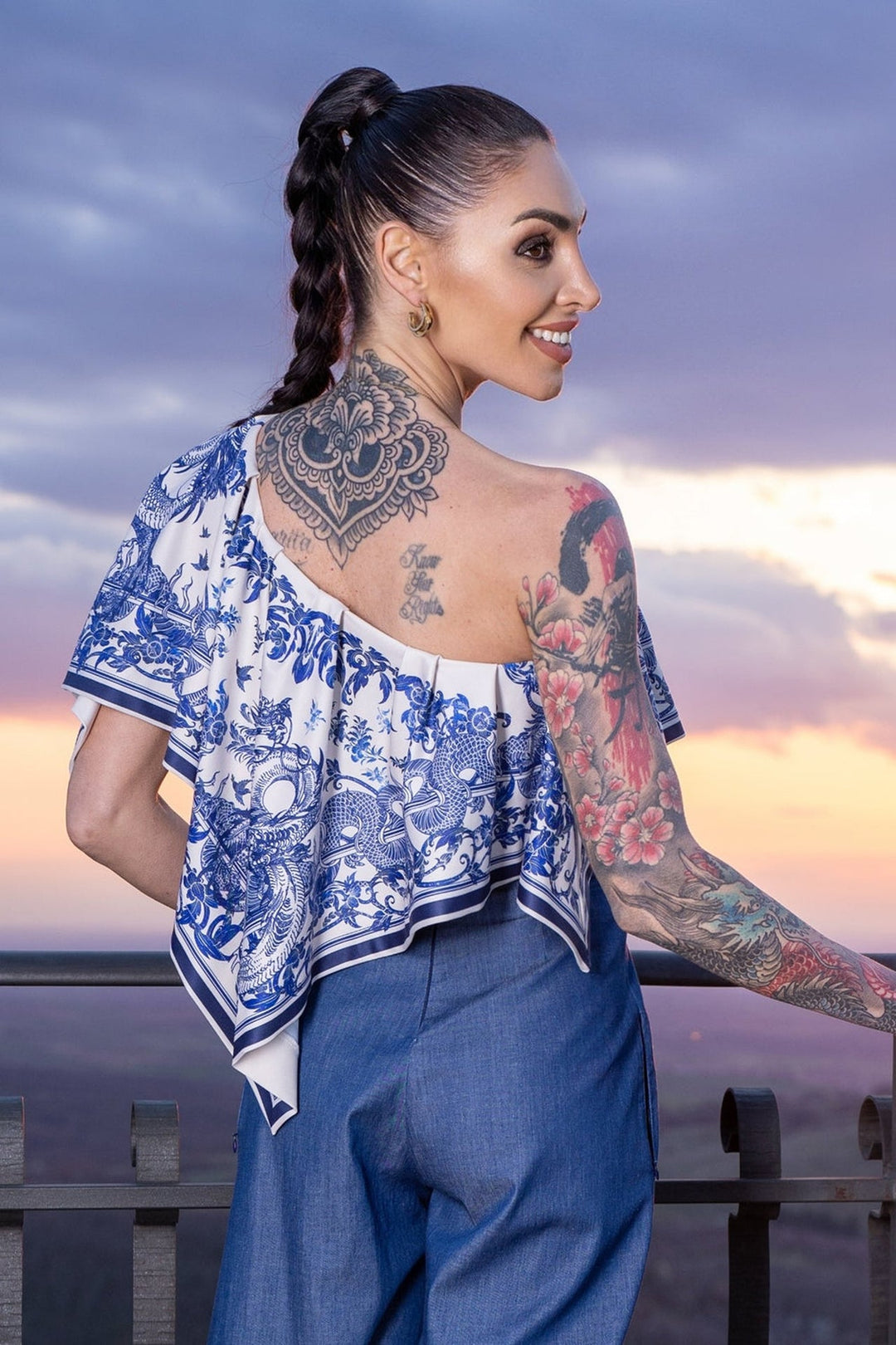 ELEGANT TOP WITH BARE SHOULDER - ASIA SKY - Fashion Roots