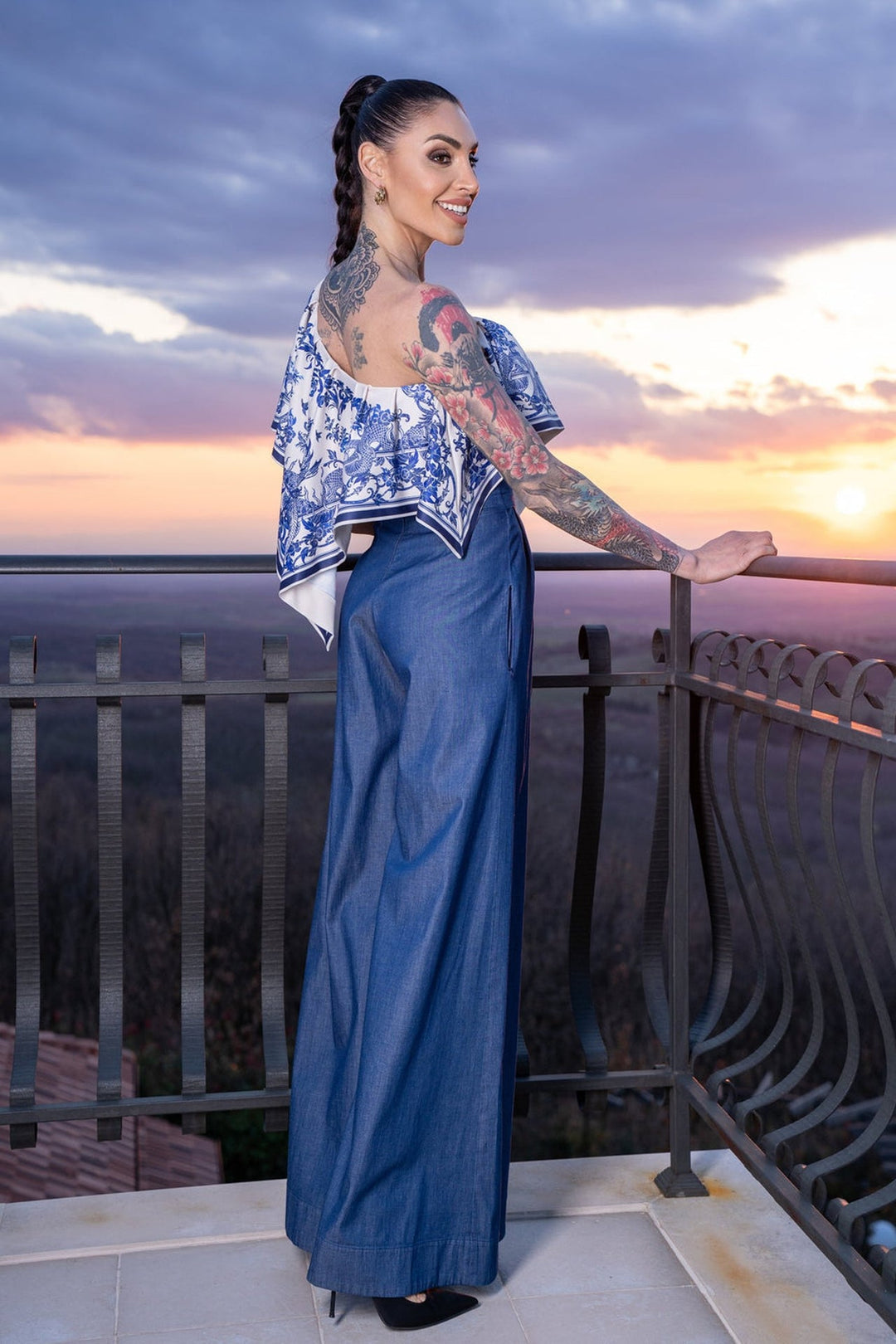 ELEGANT TOP WITH BARE SHOULDER - ASIA SKY - Fashion Roots