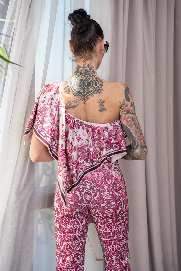 ELEGANT TOP WITH BARE SHOULDER - ASIA BORDEAUX
