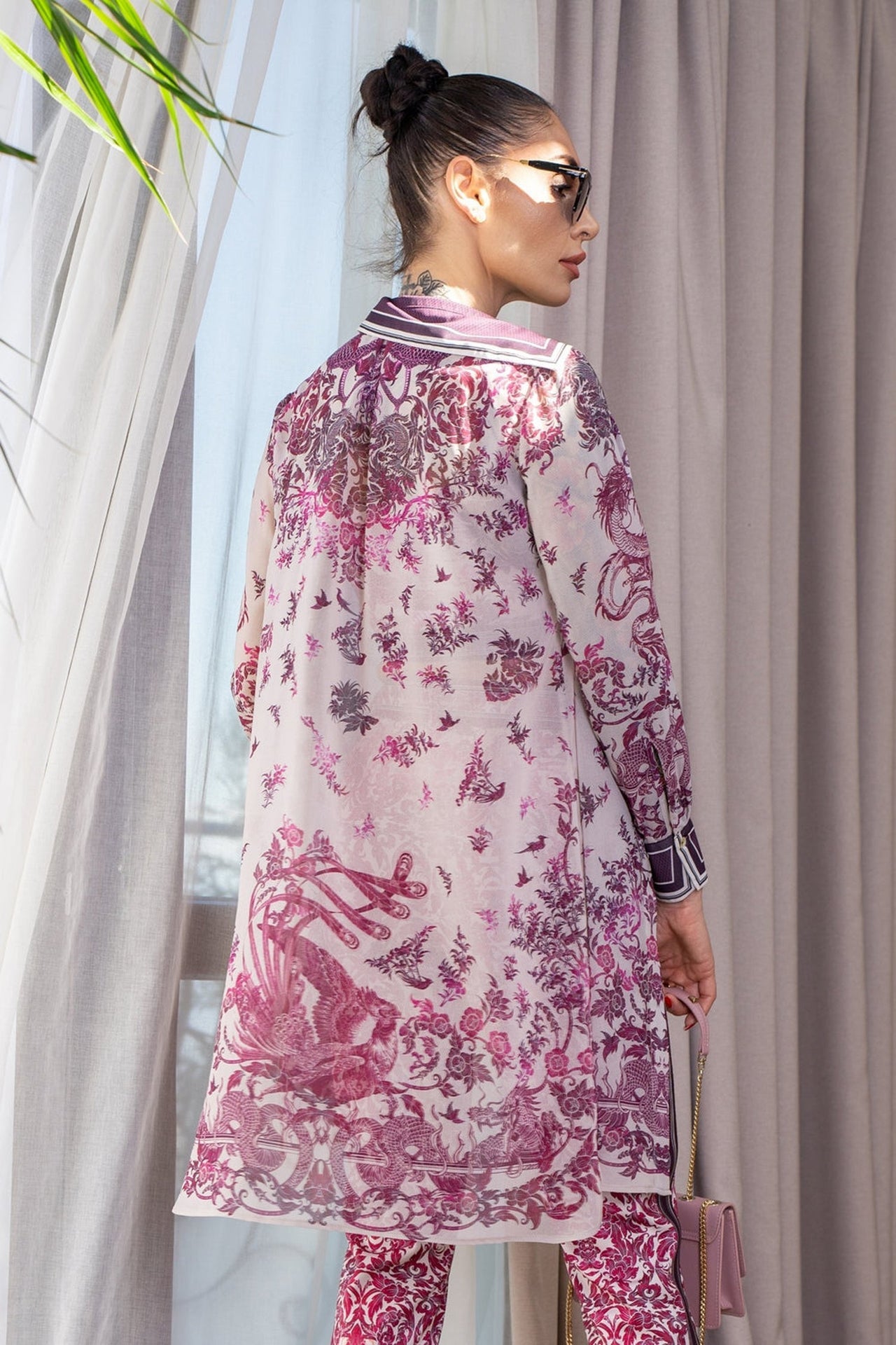 LONG SILK COTTON SHIRT - ASIA BORDEAUX