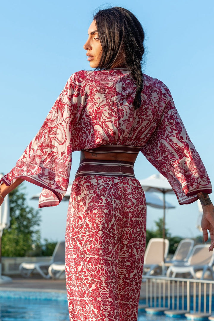 VISCOSE CROP KIMONO - ASIA BORDEAUX JIORO КРОП КИМОНО ОТ ВИСКОЗА - ASIA BORDEAUX JIORO