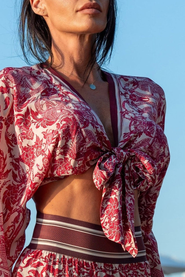 VISCOSE CROP KIMONO - ASIA BORDEAUX JIORO КРОП КИМОНО ОТ ВИСКОЗА - ASIA BORDEAUX JIORO