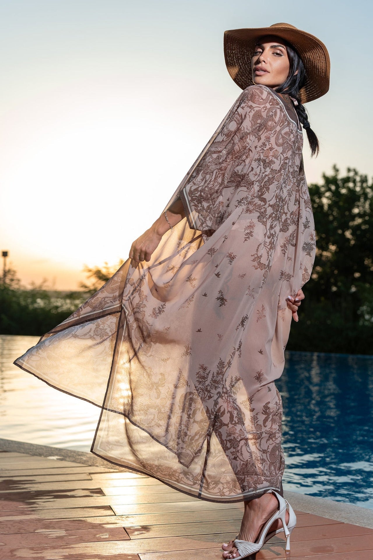 CHIFFON CAFTAN DRESS - ASIA BEIGE