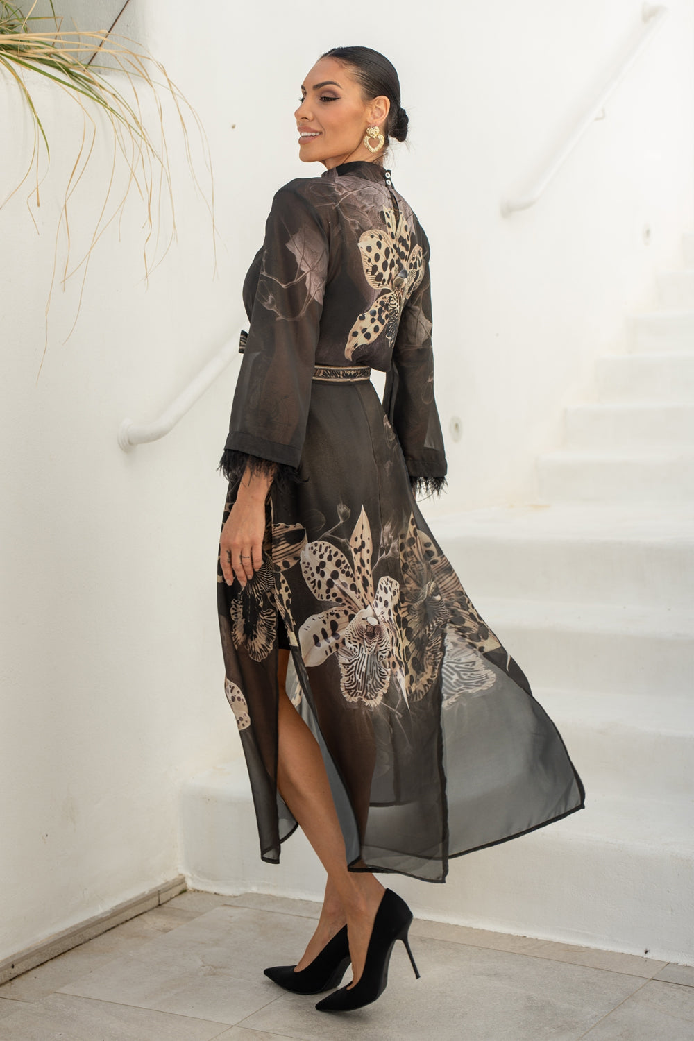 FRENCH CHIFFON CAFTAN DRESS - LEO ORCHID JIORO РОКЛЯ КАФТАН ОТ ФРЕНСКИ ШИФОН - LEO ORCHID JIORO