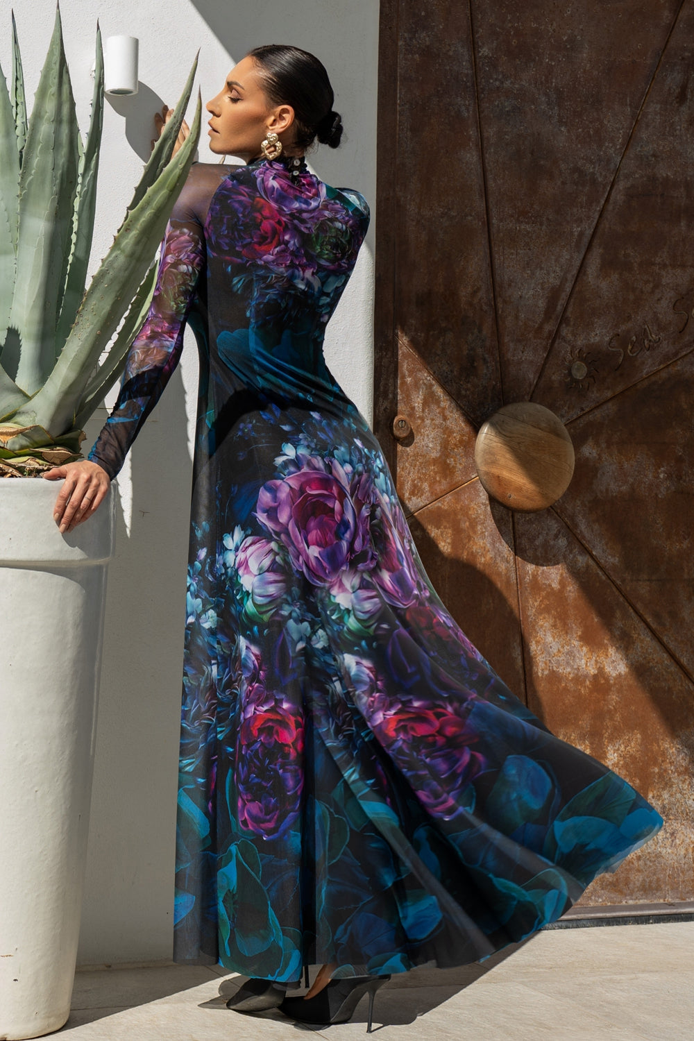 LONG FINE NET DRESS - PEONIES JIORO ДЪЛГА РОКЛЯ ОТ ФИНА МРЕЖА - PEONIES JIORO