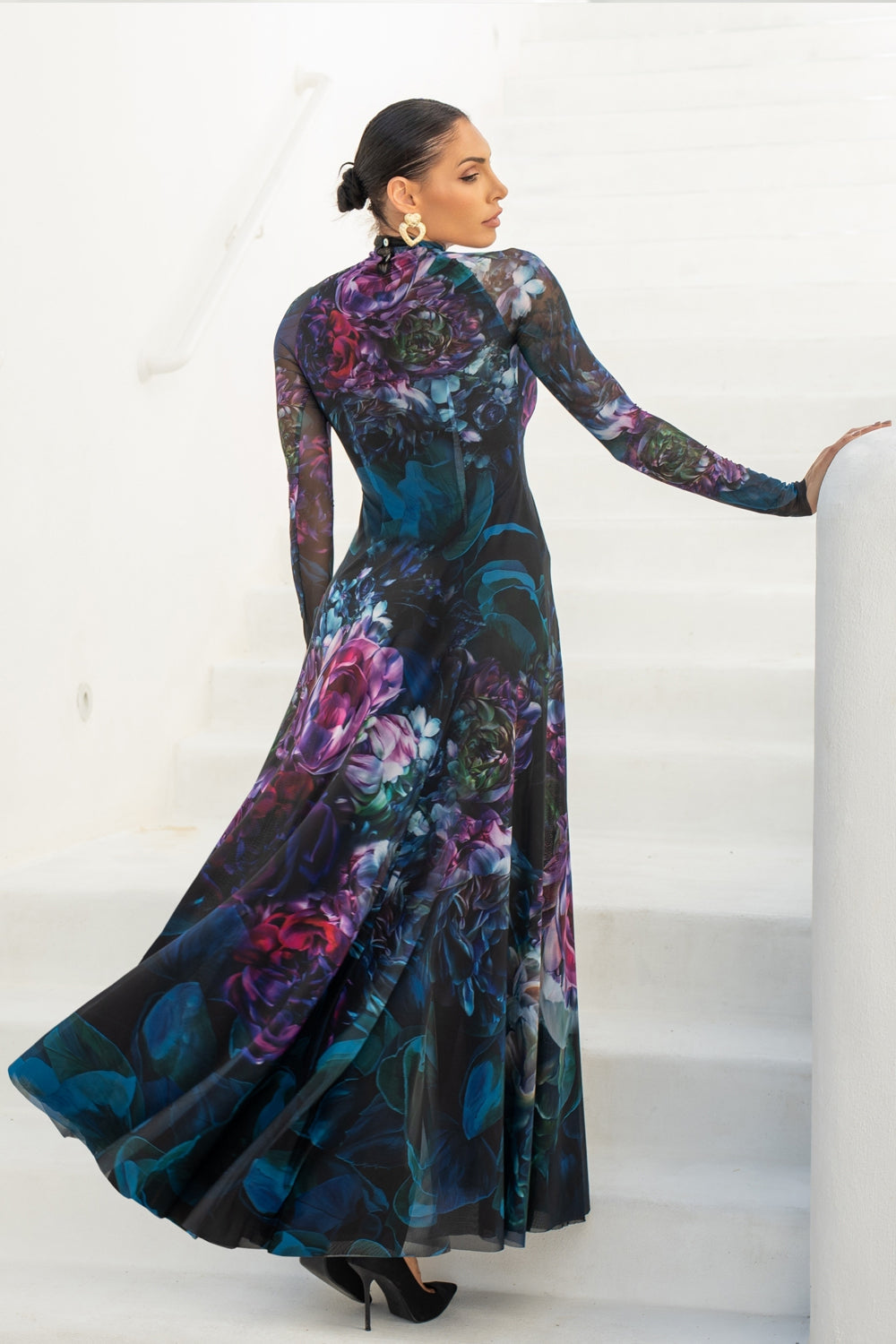 LONG FINE NET DRESS - PEONIES JIORO ДЪЛГА РОКЛЯ ОТ ФИНА МРЕЖА - PEONIES JIORO