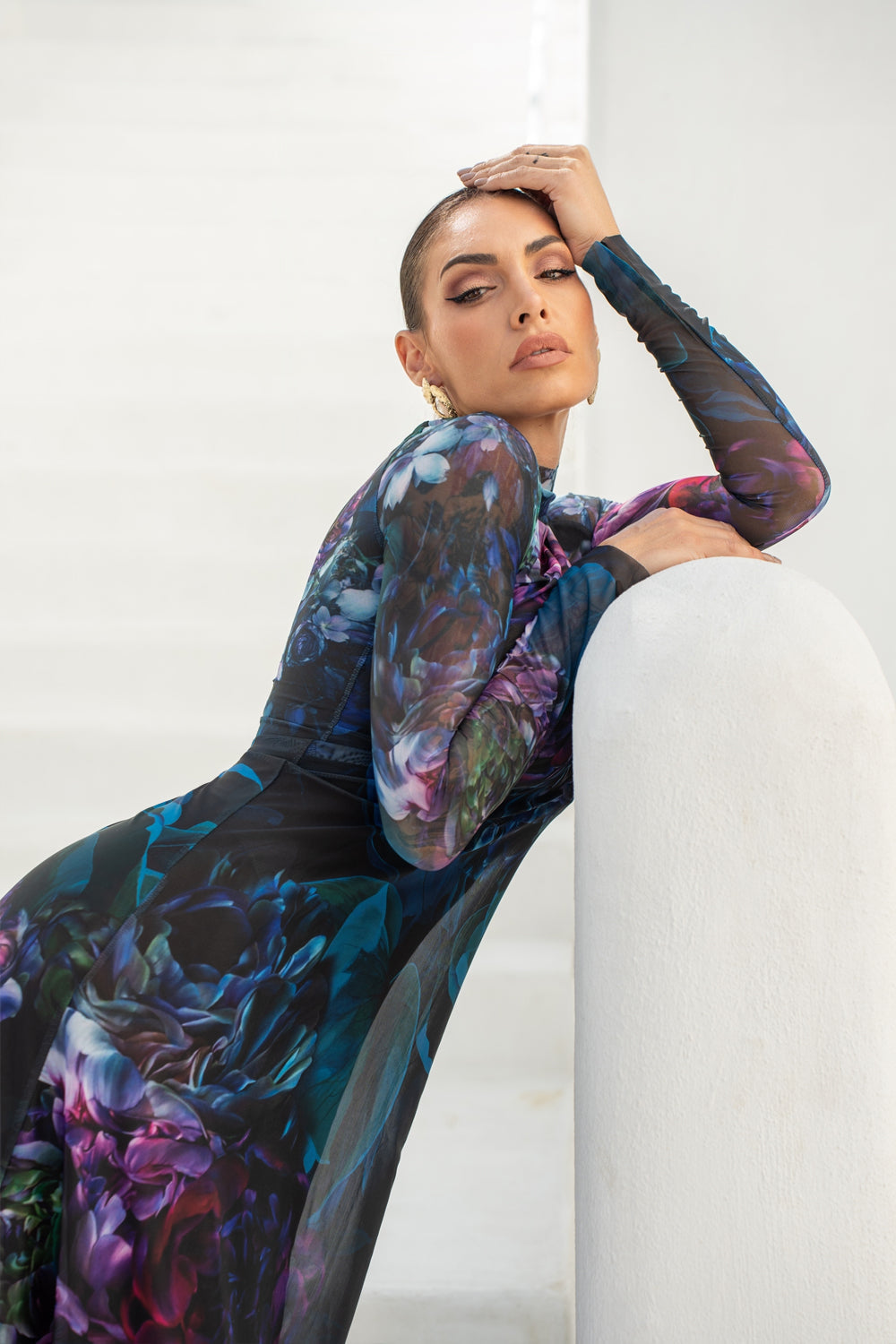 LONG FINE NET DRESS - PEONIES JIORO ДЪЛГА РОКЛЯ ОТ ФИНА МРЕЖА - PEONIES JIORO