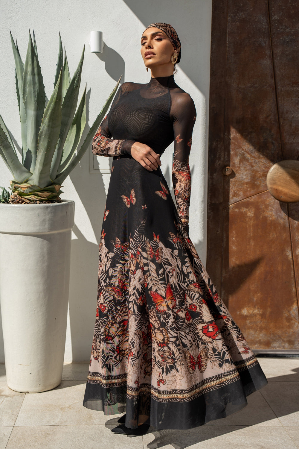 LONG FINE NET DRESS - MIDNIGHT BUTTERFLIES JIORO ДЪЛГА РОКЛЯ ОТ ФИНА МРЕЖА - MIDNIGHT BUTTERFLIES JIORO