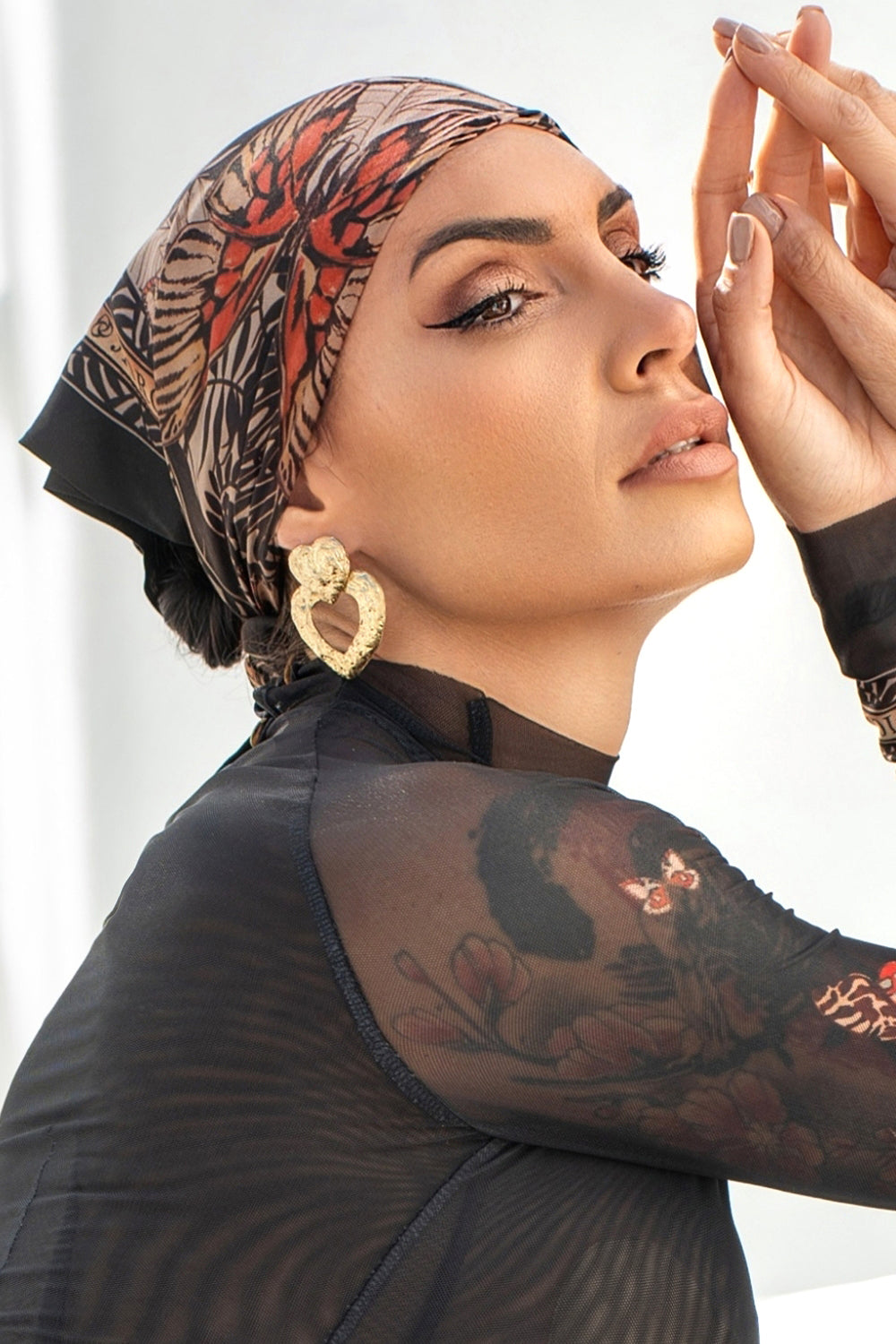 SQUARE VISCOSE HEADSCARF - MIDNIGHT BUTTERFLIES - Fashion Roots