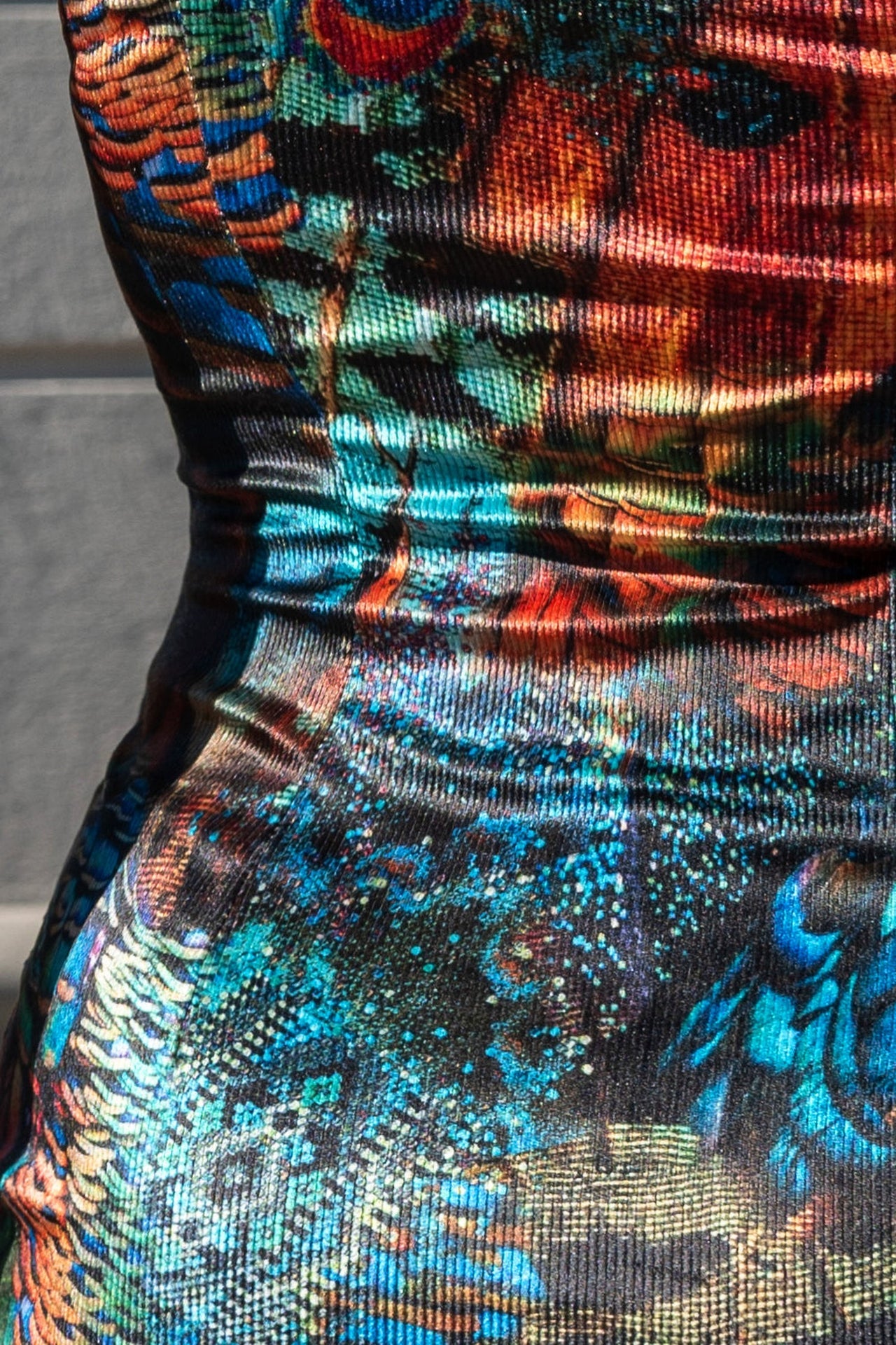 RIBBED VELVET DRESS WITH PUFF SLEEVES - AMAZONIA