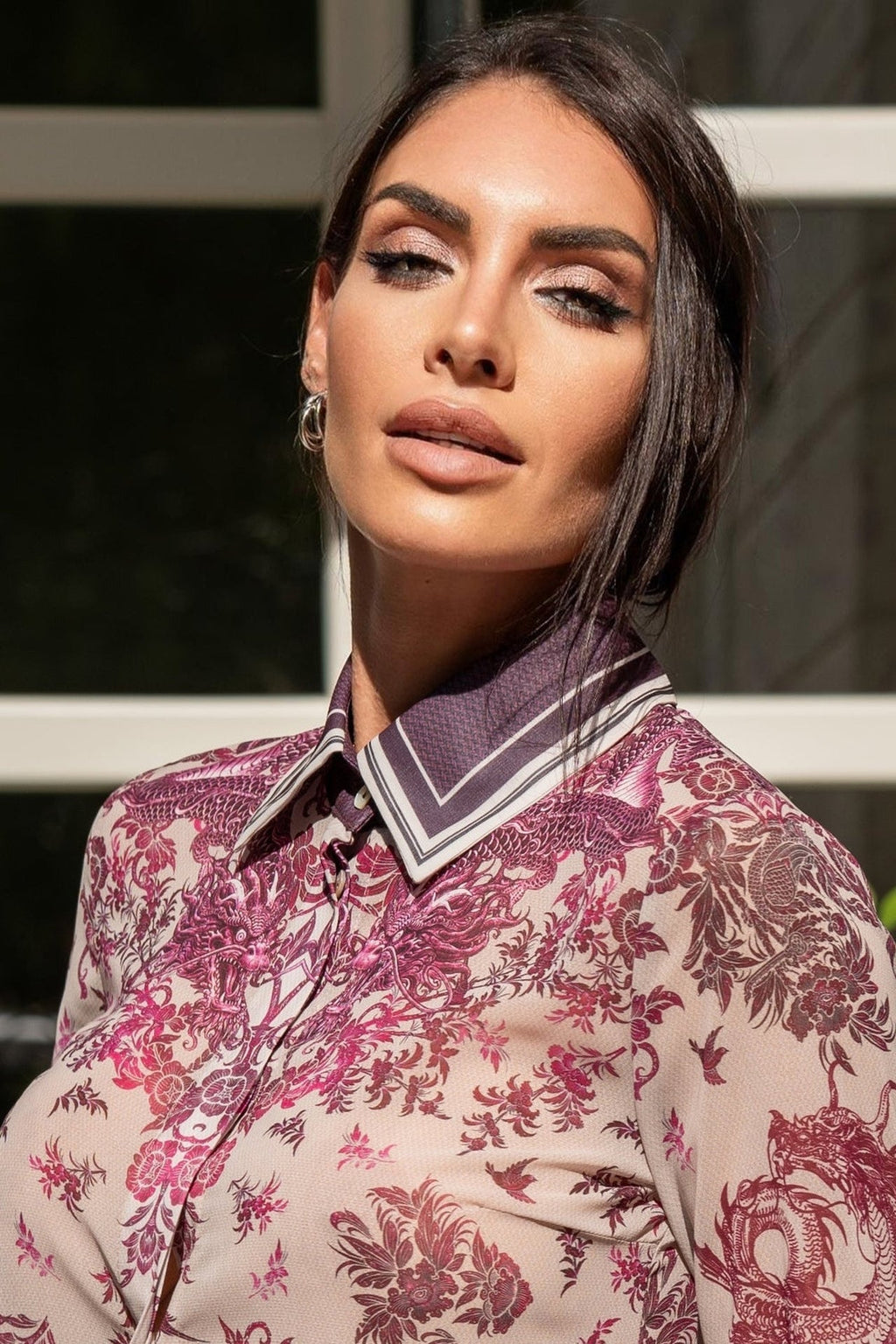 LONG SILK COTTON SHIRT - ASIA BORDEAUX