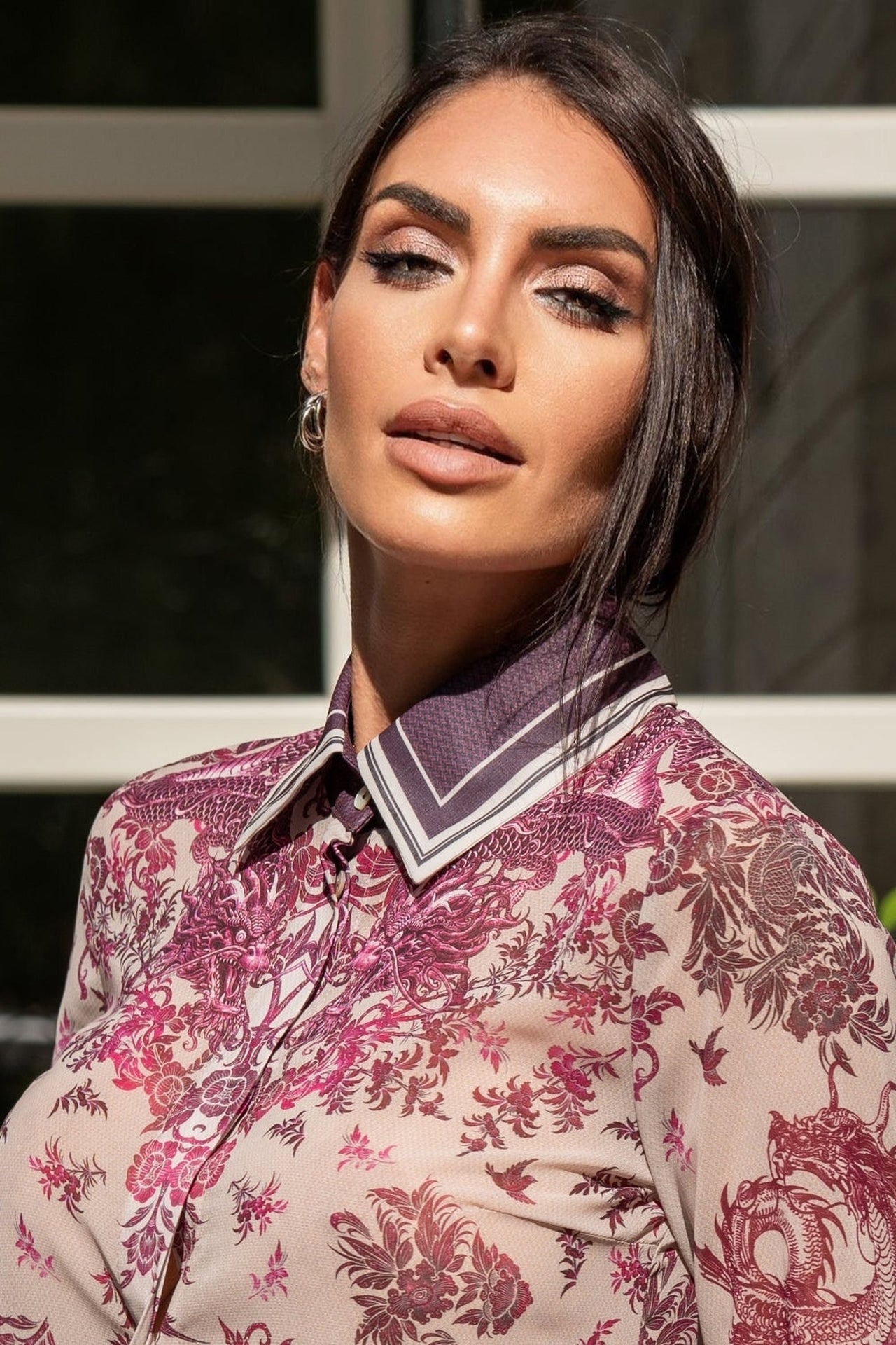 LONG SILK COTTON SHIRT - ASIA BORDEAUX