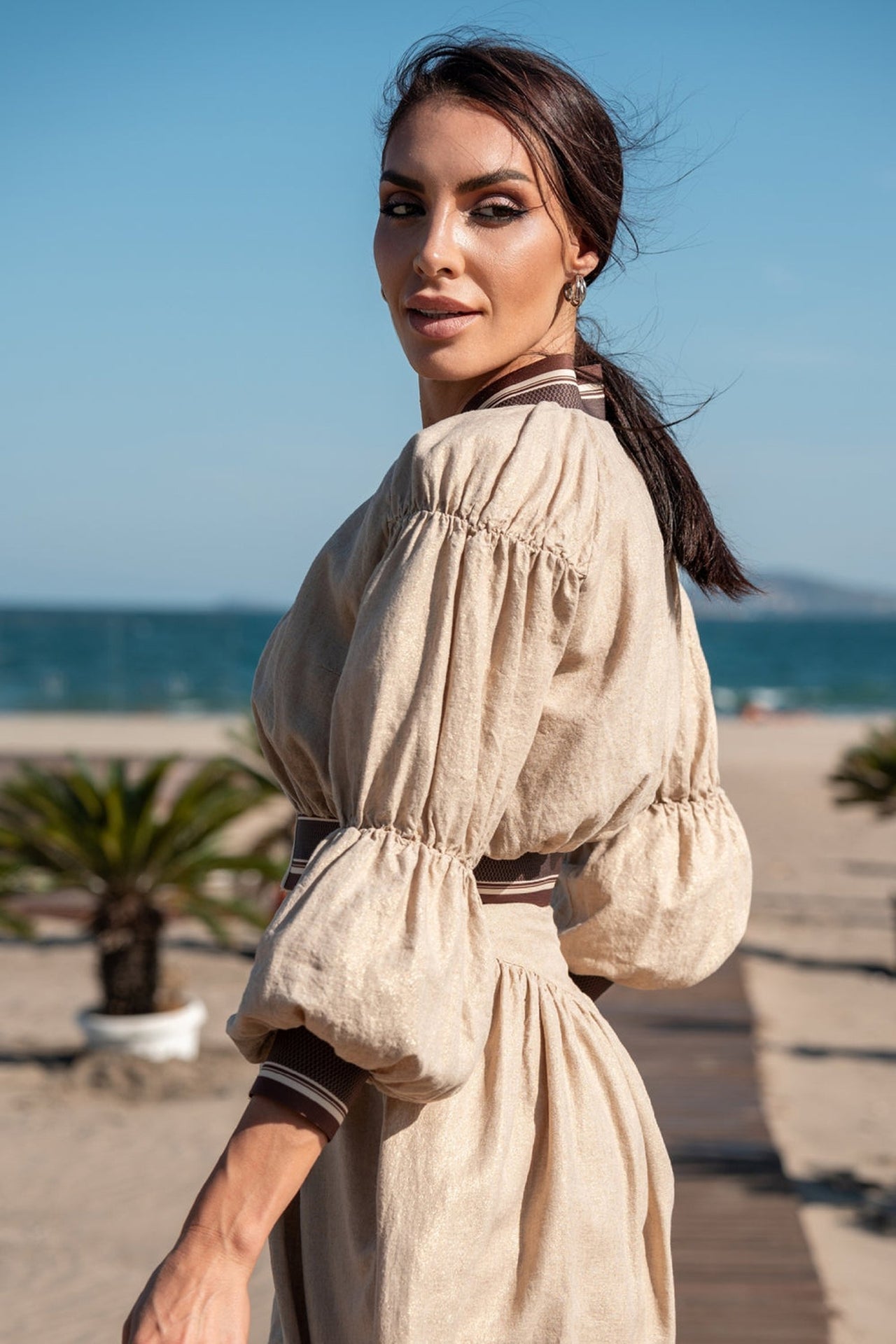 LINEN BOMBER JACKET - ESSENTIALS - Fashion Roots