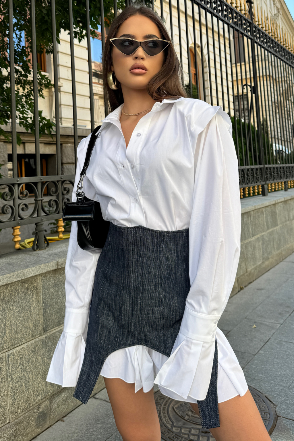 YVN MINI ROBE-CHEMISE À MANCHES BOUFFANTES