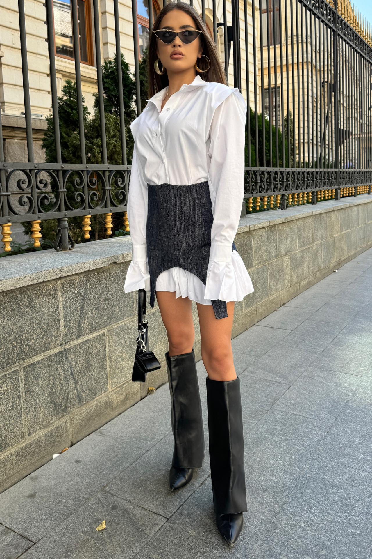 YVN MINI ROBE-CHEMISE À MANCHES BOUFFANTES