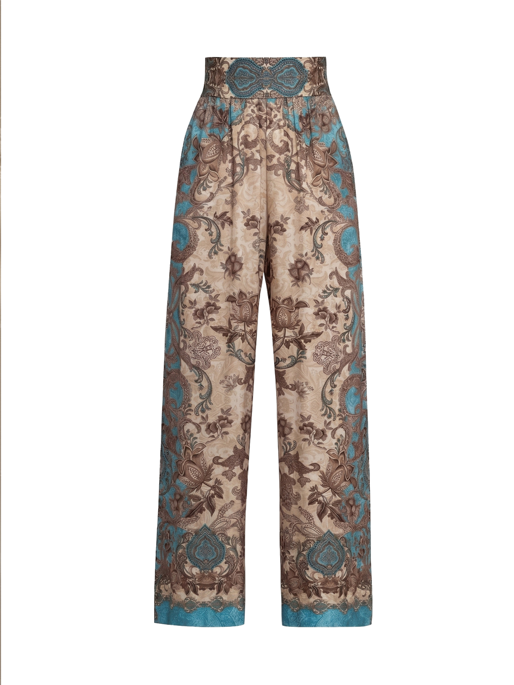 SATIN VISCOSE LOOSE FIT PANTS - PAISLEY SKY JIORO СВОБОДЕН ПАНТАЛОН ОТ ЛЪСКАВА ВИСКОЗА - PAISLEY SKY JIORO