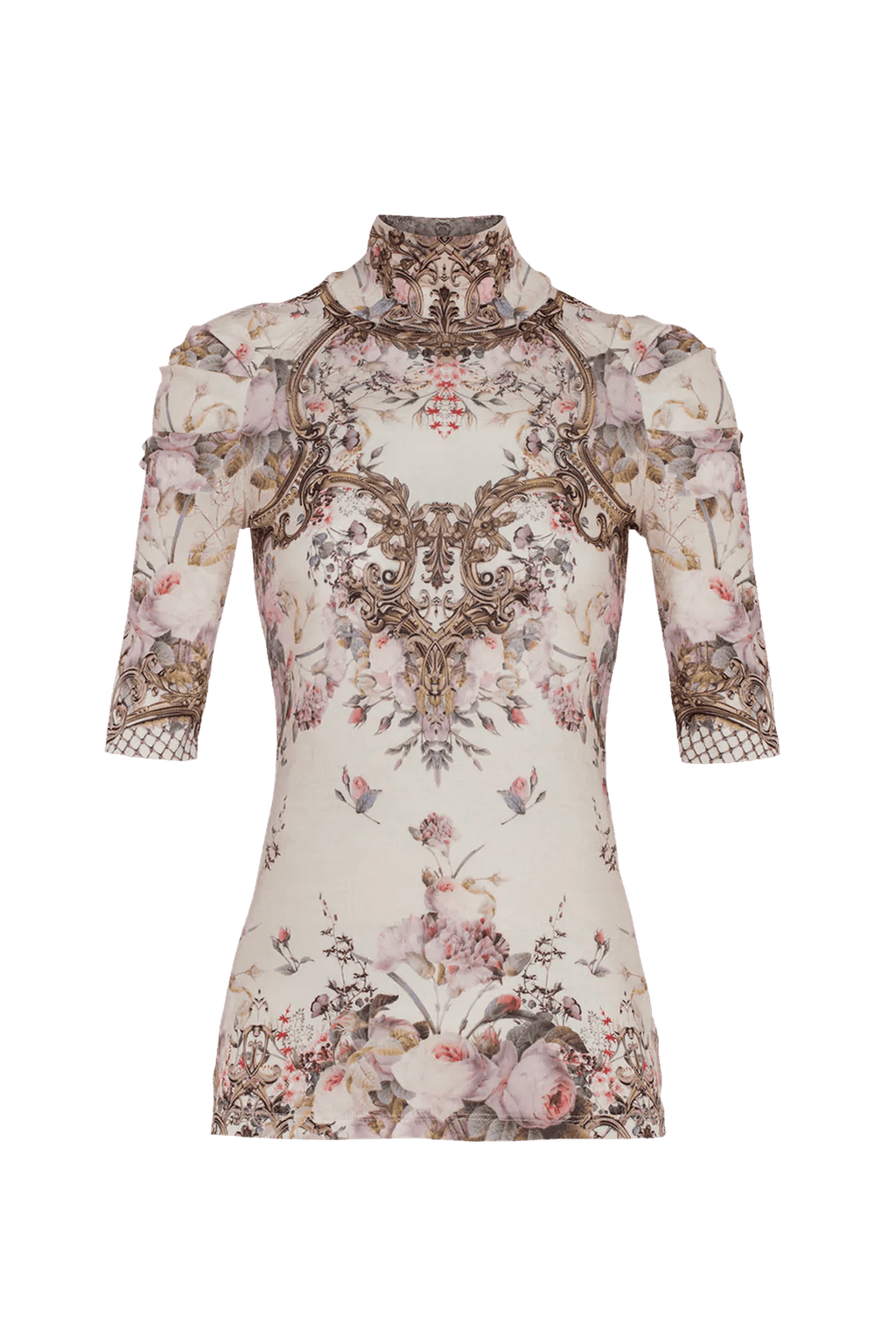 TOP WITH SHOULDER FRILLS - BAROQUE FLOWERS JIORO ТОП С ЕФЕКТЕН РЕГЛАН РЪКАВ - BAROQUE FLOWERS JIORO