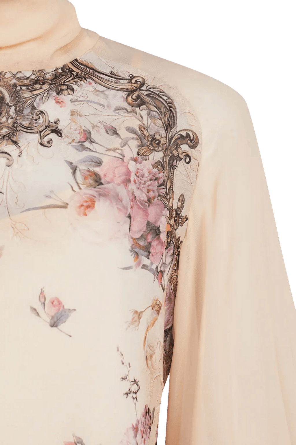 BLOUSE ET HAUT 2 EN 1 EN MOUSSELINE DE SOIE - FLEURS BAROQUES